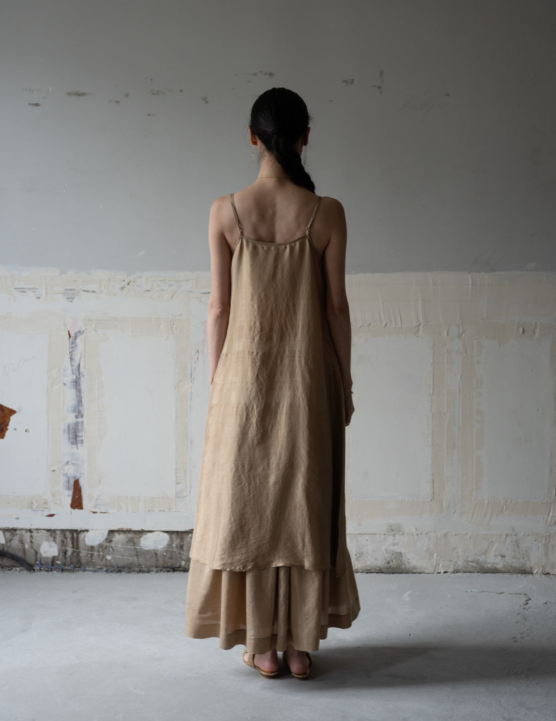 Pandora Silk Slip Dress・Gold