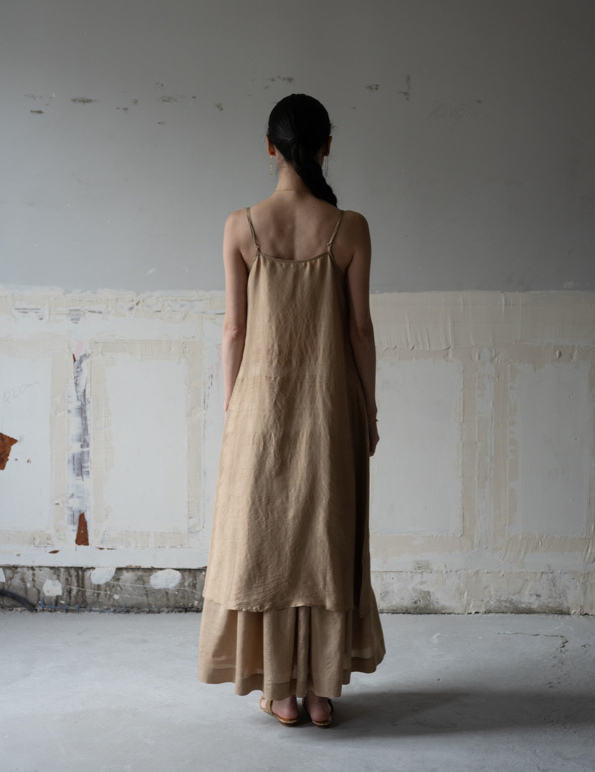 Pandora Silk Slip Dress・Gold