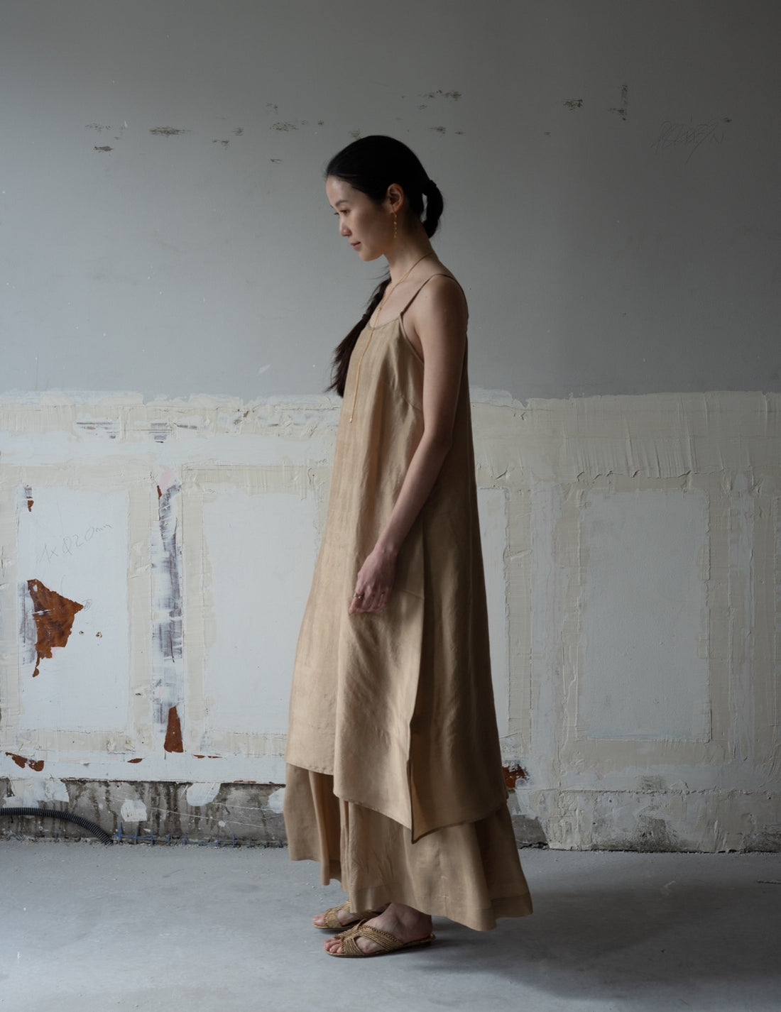 Pandora Silk Slip Dress・Gold