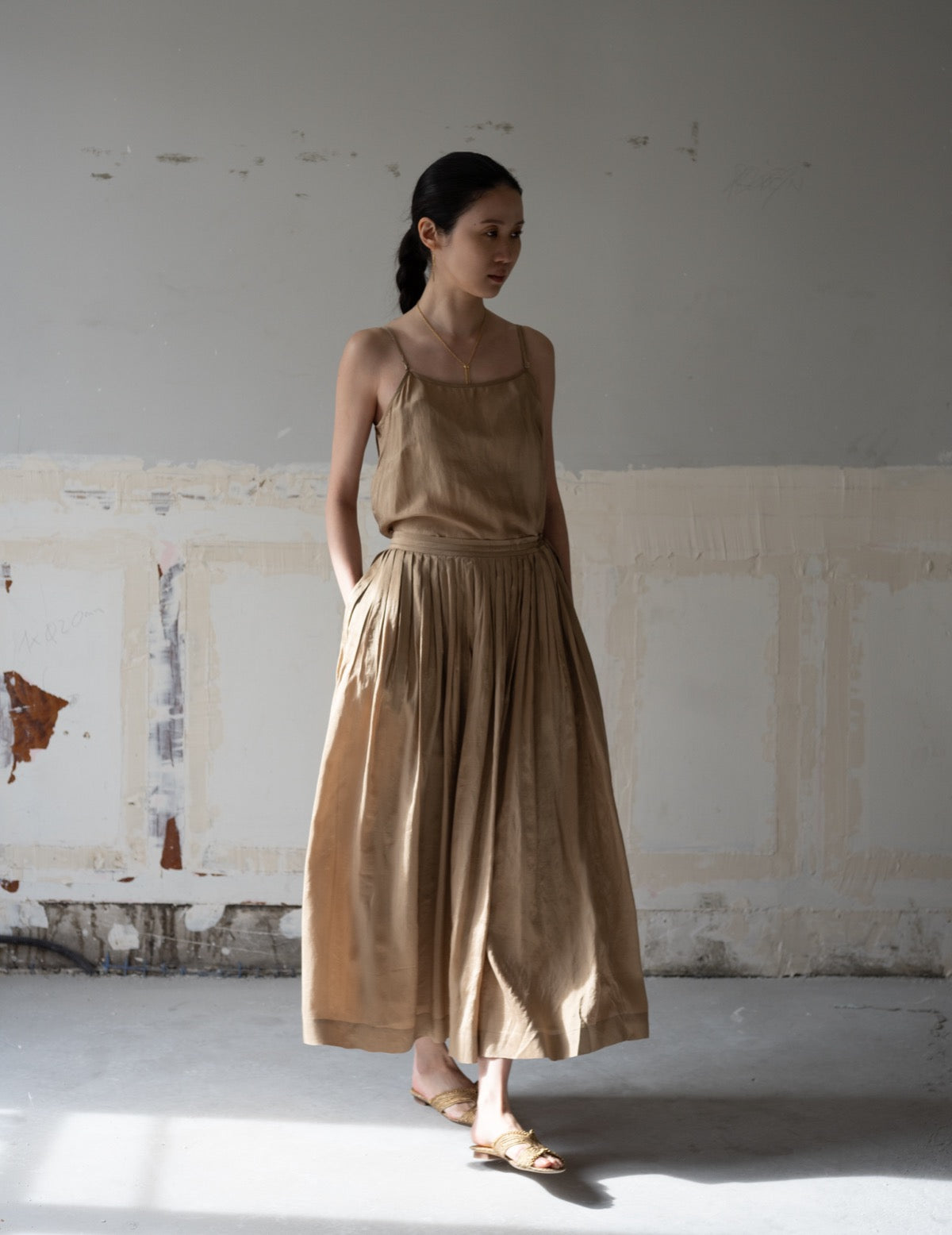 CLARISSA Silk Skirt・Gold