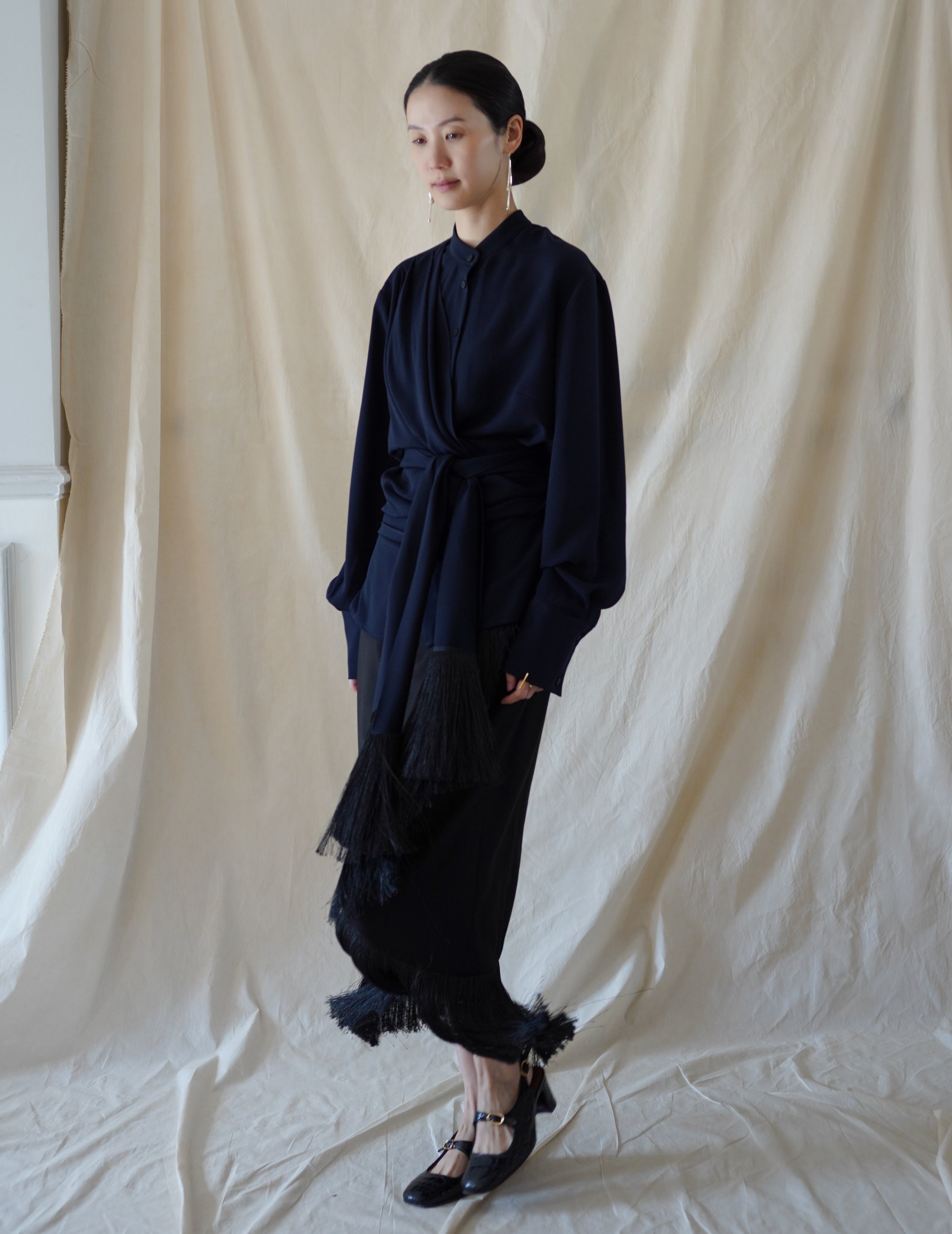 Belt Fringe Shirt・Navy