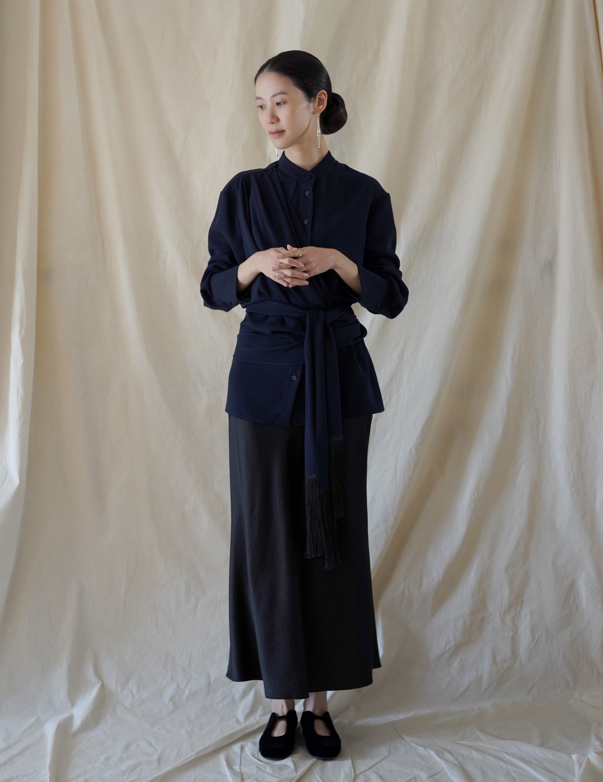 Belt Fringe Shirt・Navy