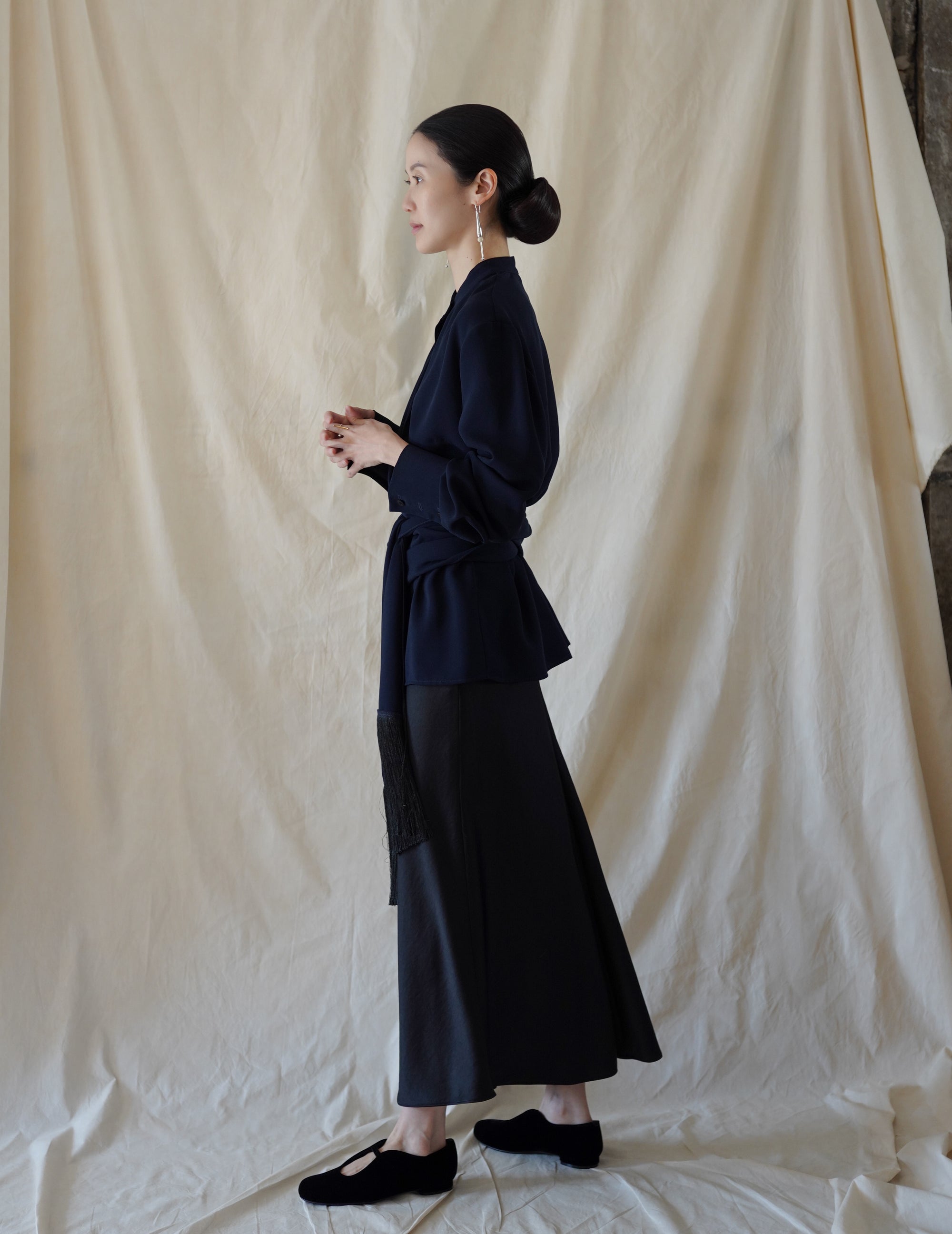 Belt Fringe Shirt・Navy