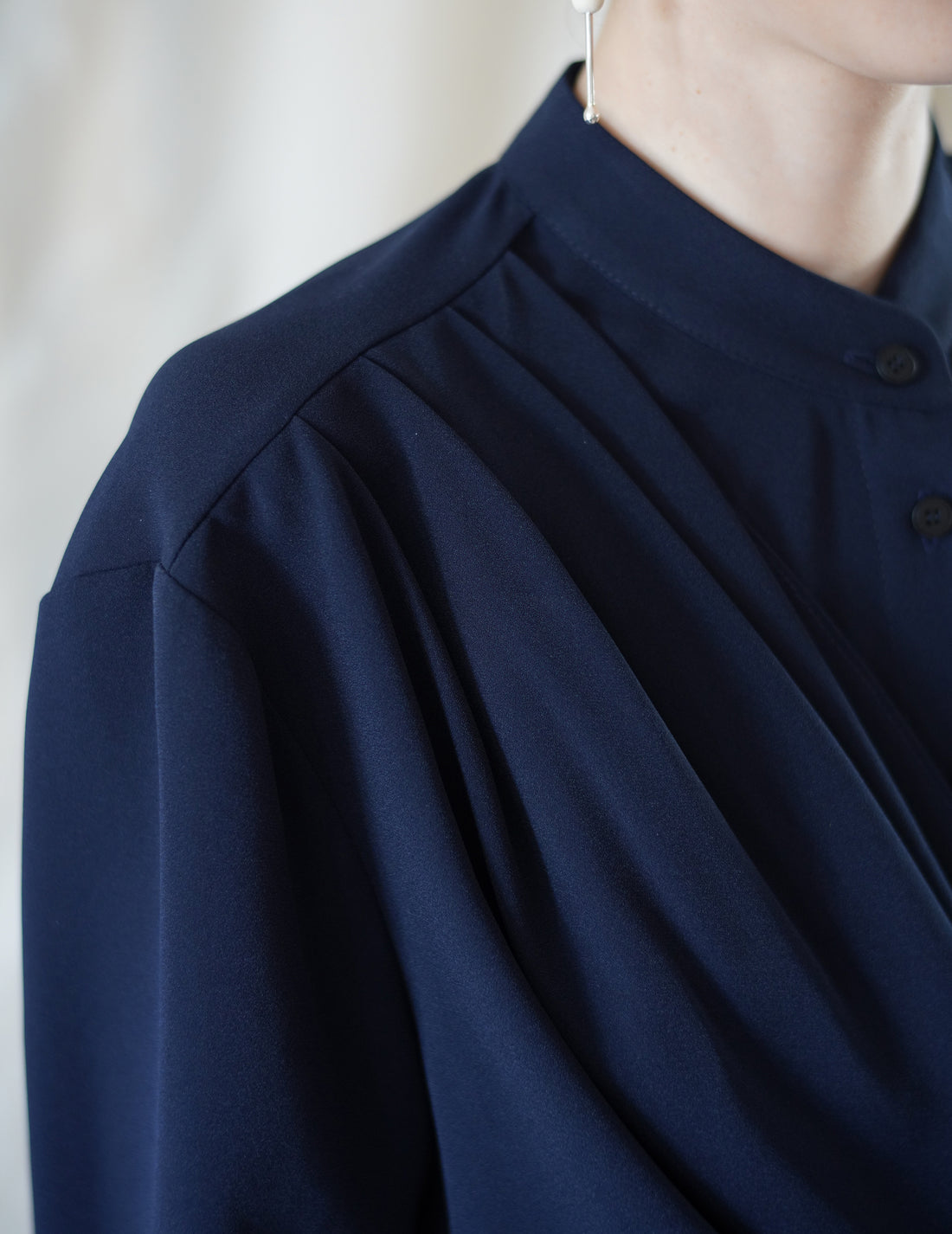 DELEGAN | Belt Fringe Shirt・Navy