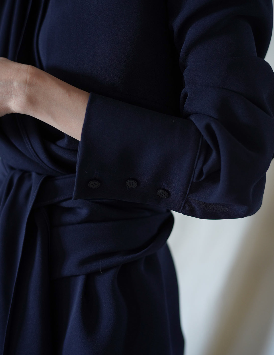 DELEGAN | Belt Fringe Shirt・Navy