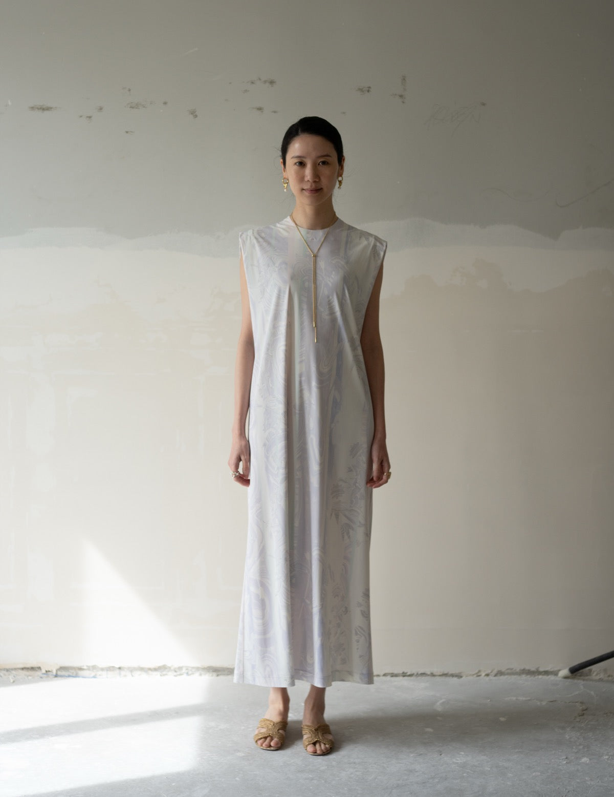 Marble Print Jersey Dress・Purple