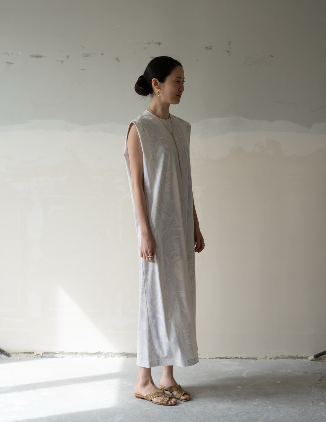 Marble Print Jersey Dress・Purple