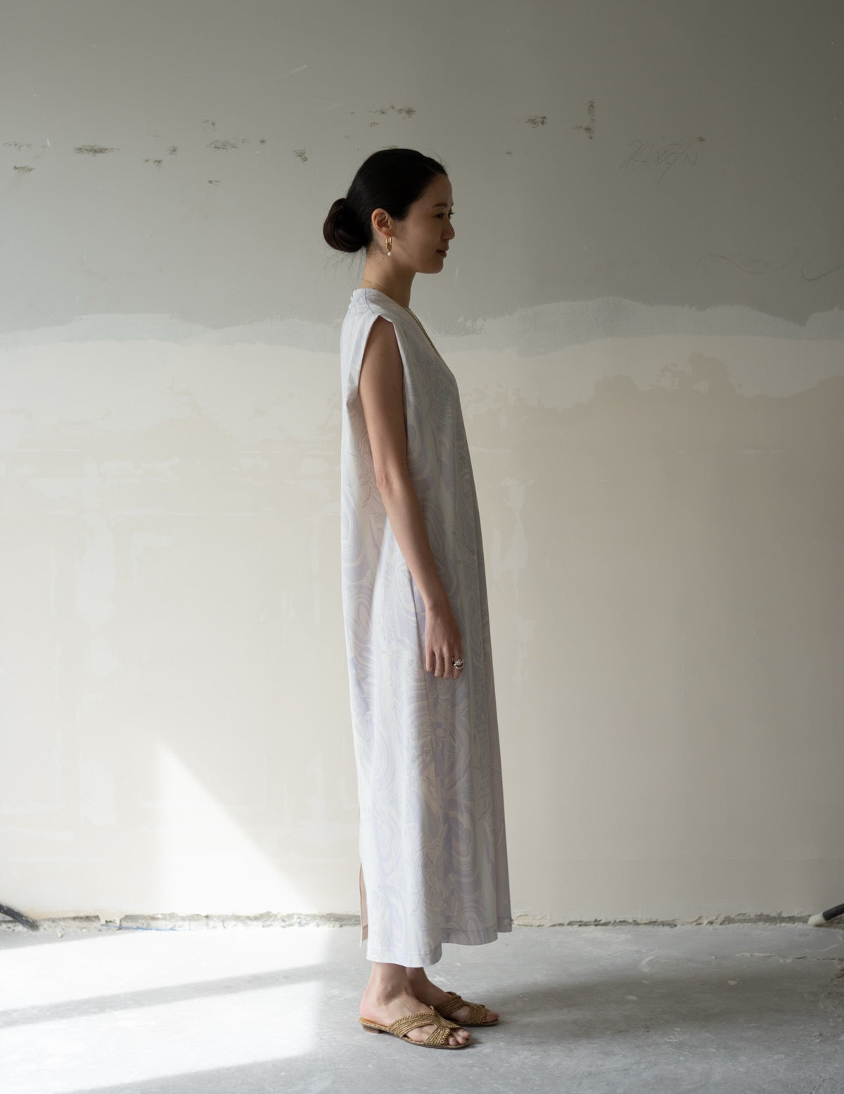 Marble Print Jersey Dress・Purple