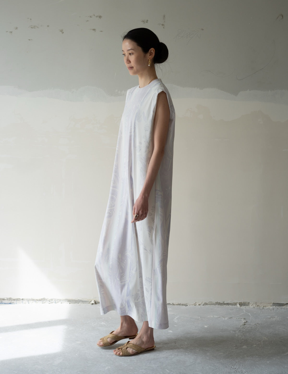Marble Print Jersey Dress・Purple