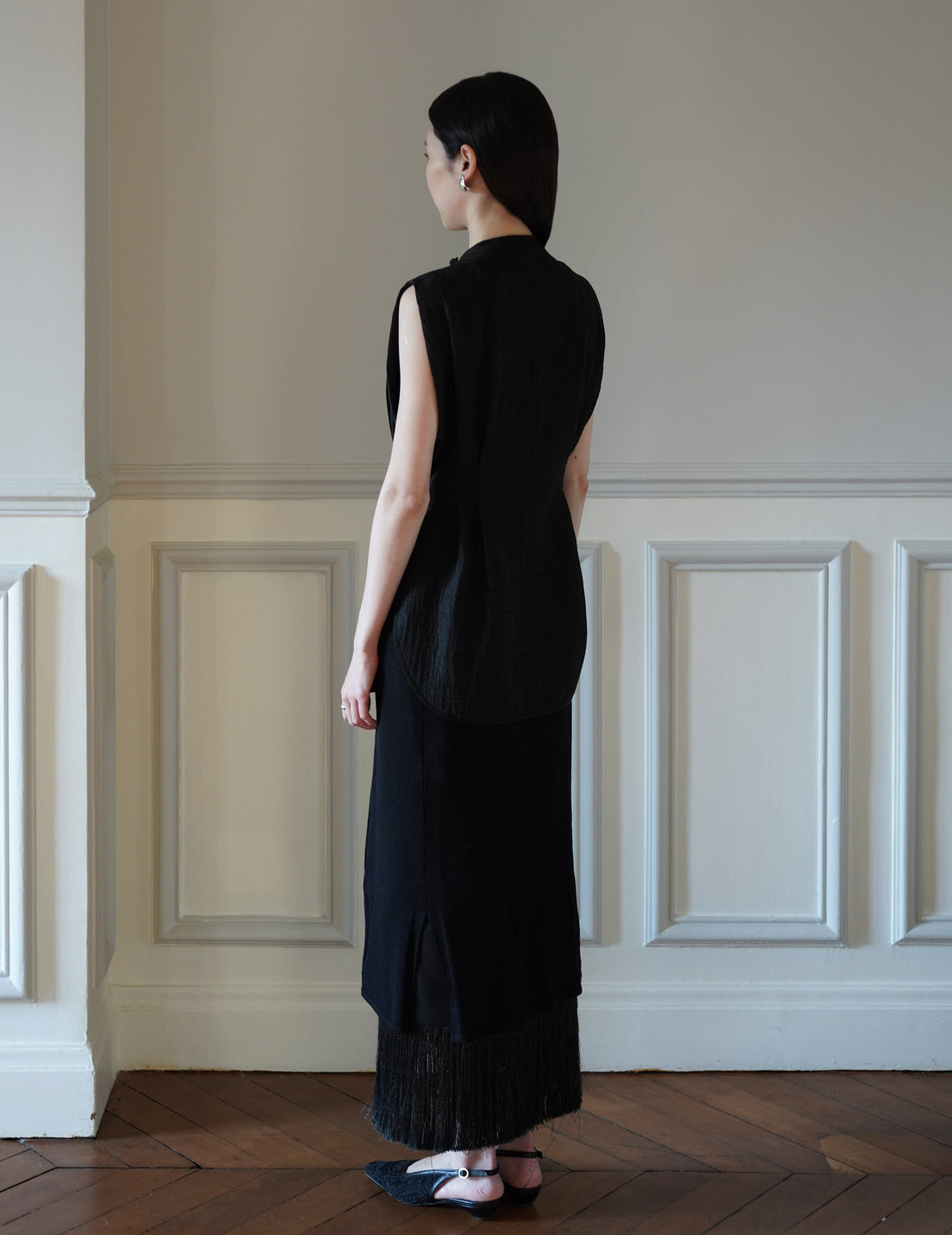 Mame Kurogouchi  | Grain Finish Flap Front Vest・Black