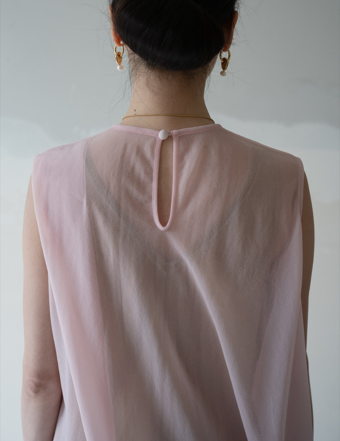 Draped Jersey Sheer Dress・Pink