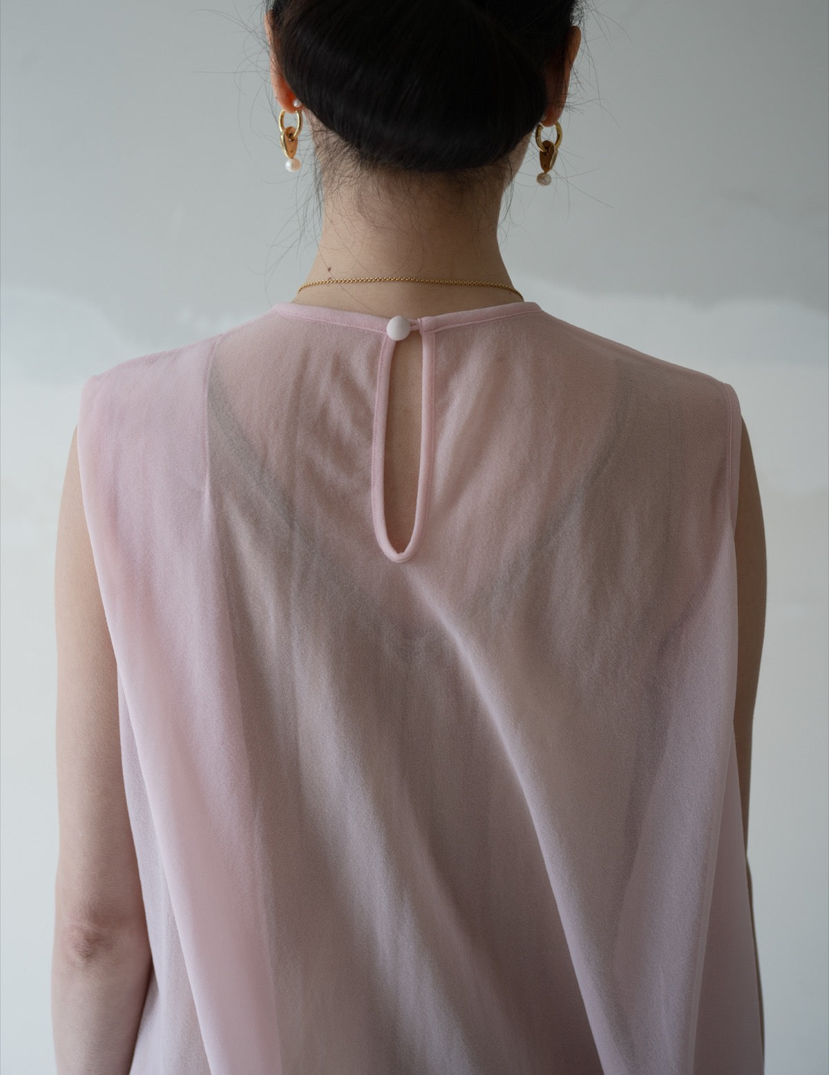 Draped Jersey Sheer Dress・Pink