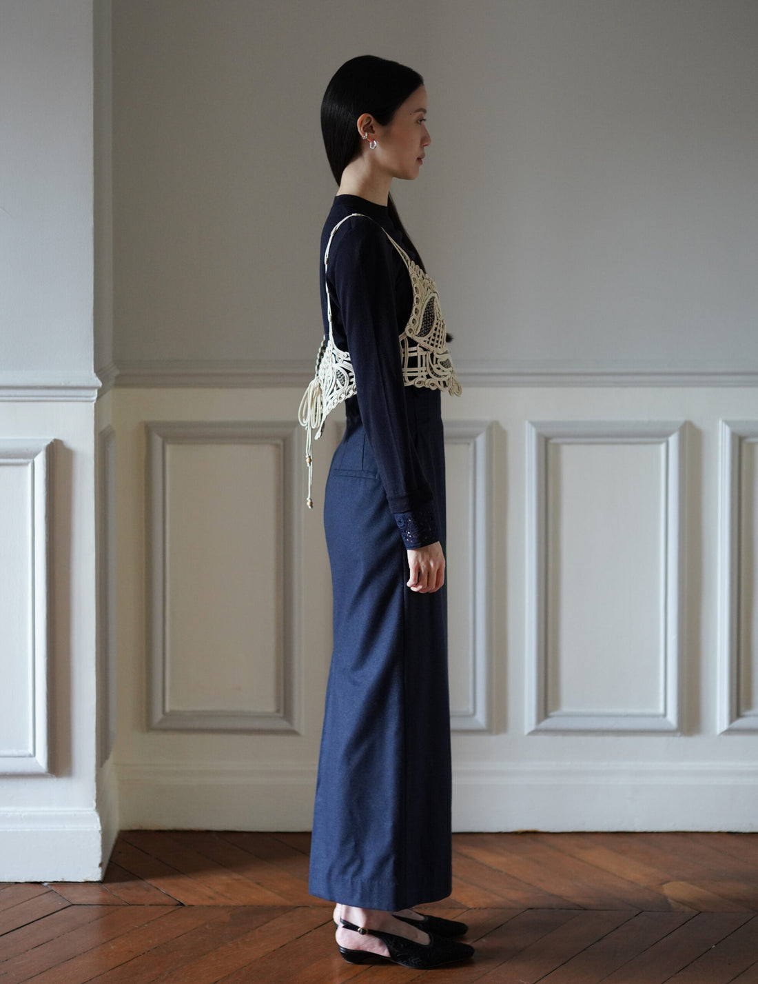 Mame Kurogouchi  | Cording Embroidery Vest・Ecru