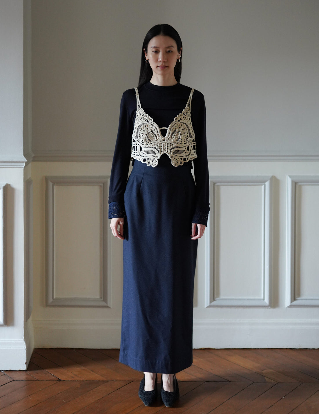 Mame Kurogouchi  | Cording Embroidery Vest・Ecru