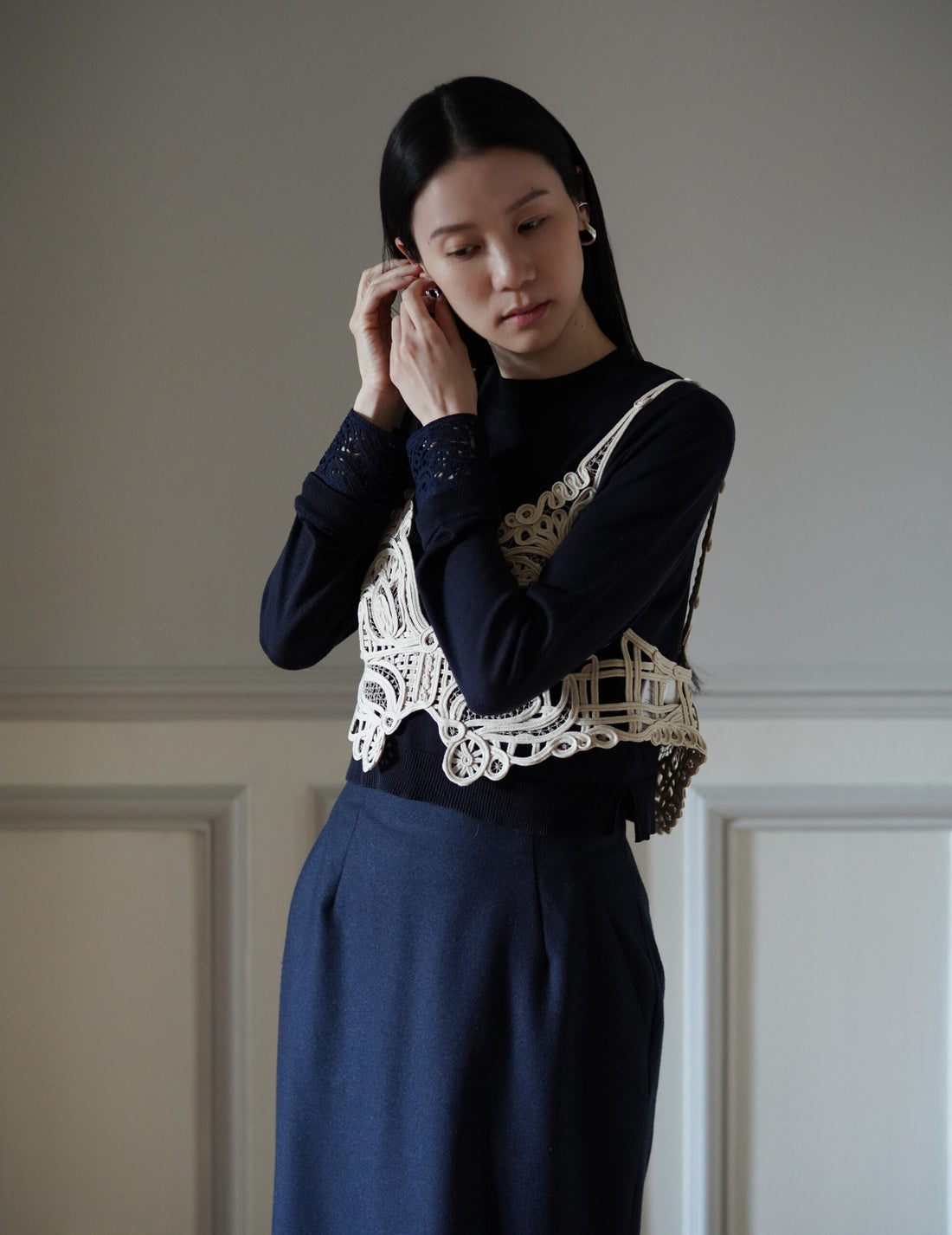 Mame Kurogouchi  | Cording Embroidery Vest・Ecru