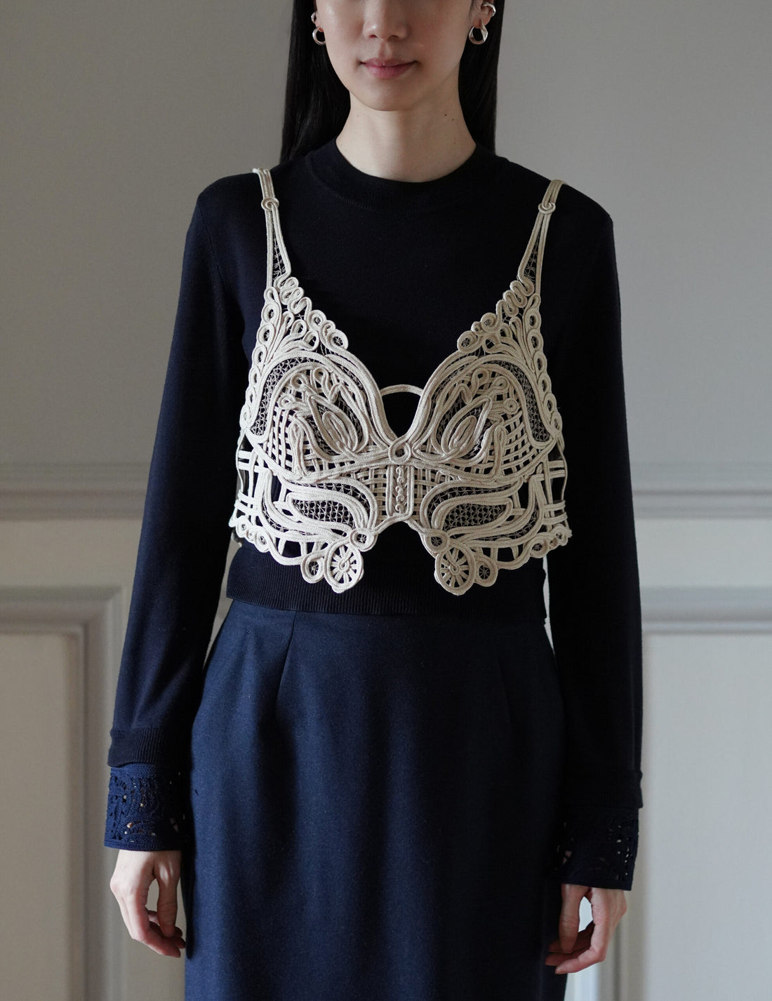 Mame Kurogouchi  | Cording Embroidery Vest・Ecru