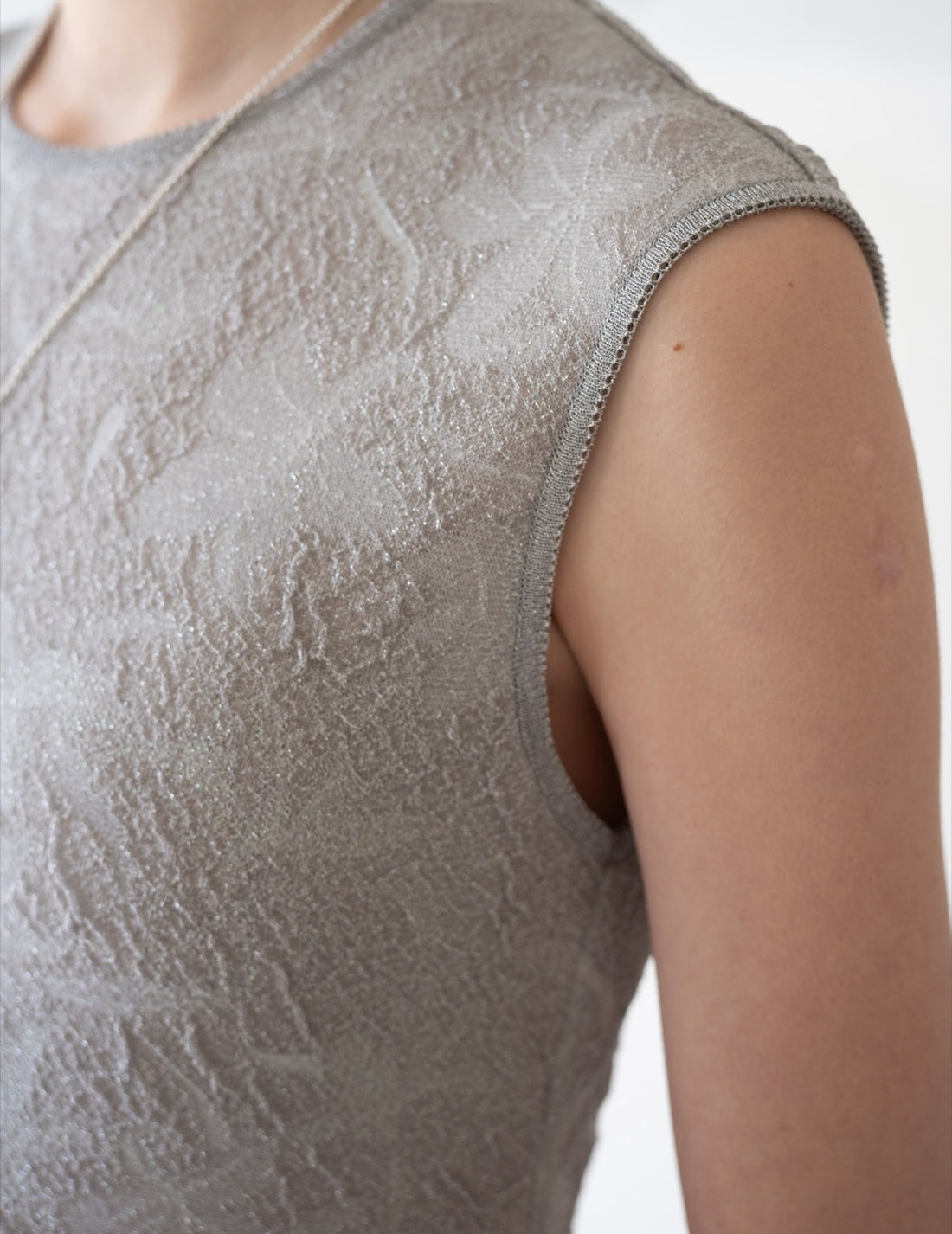 Floral Jacquard Sheer Knit Dress・Grey