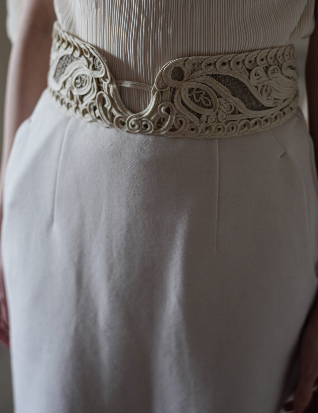 Mame Kurogouchi  | Cording Embroidery Sweat Skirt・Ecru