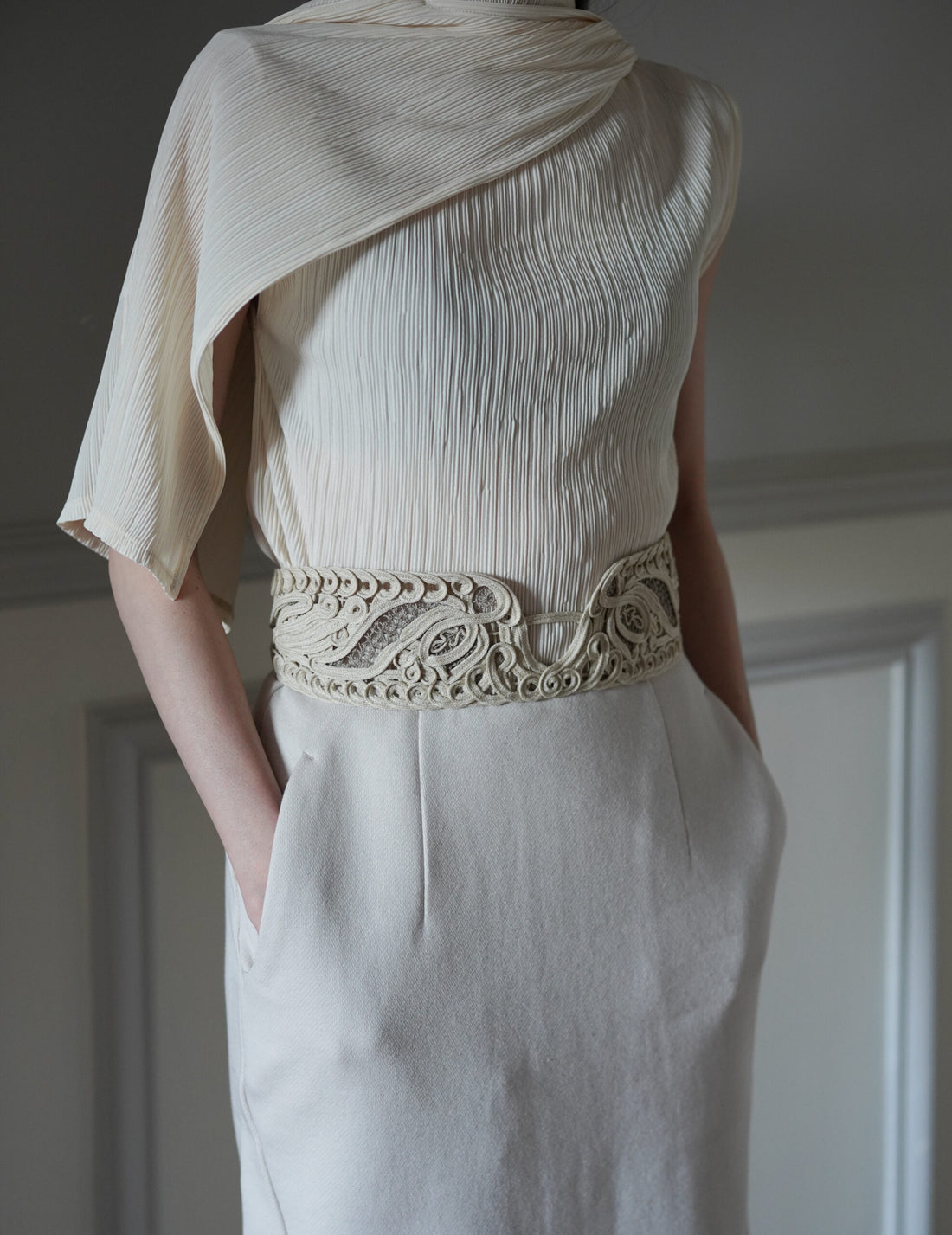 Mame Kurogouchi  | Cording Embroidery Sweat Skirt・Ecru