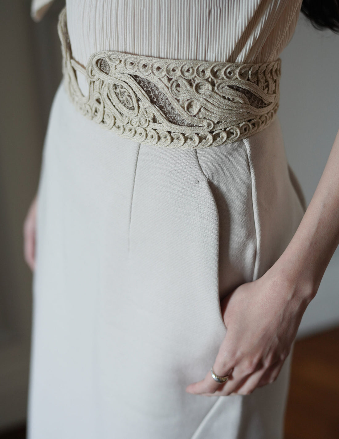 Mame Kurogouchi  | Cording Embroidery Sweat Skirt・Ecru