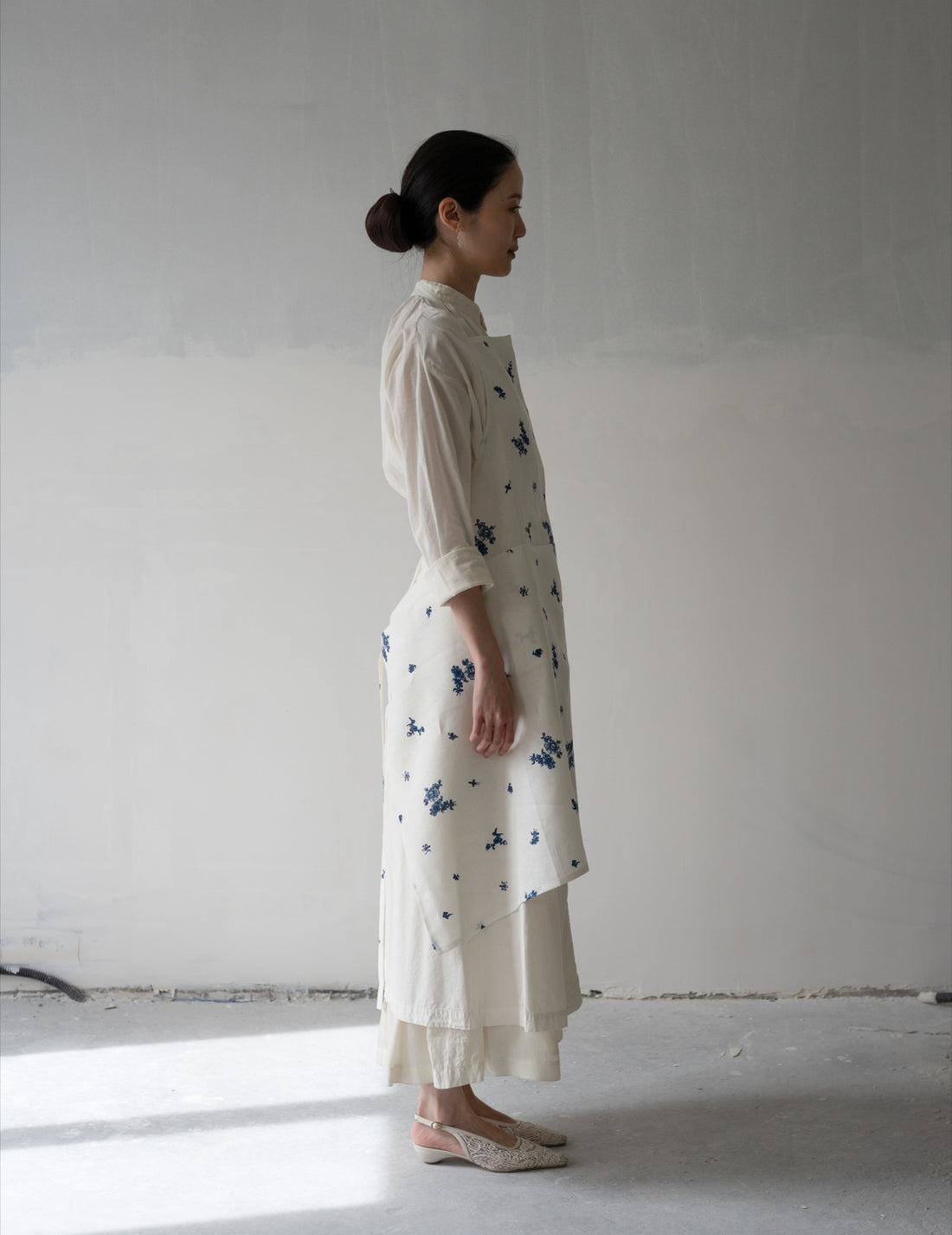 Quitan | Indigo Print Linen Apron・Indigo Print