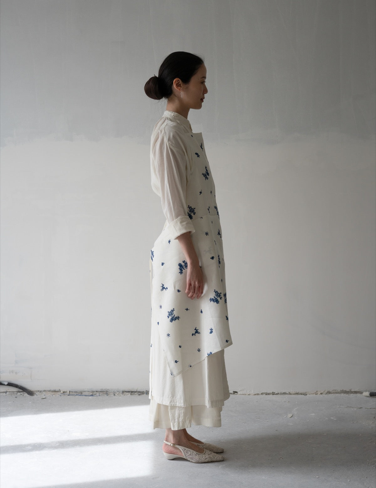 Quitan | Indigo Print Linen Apron・Indigo Print
