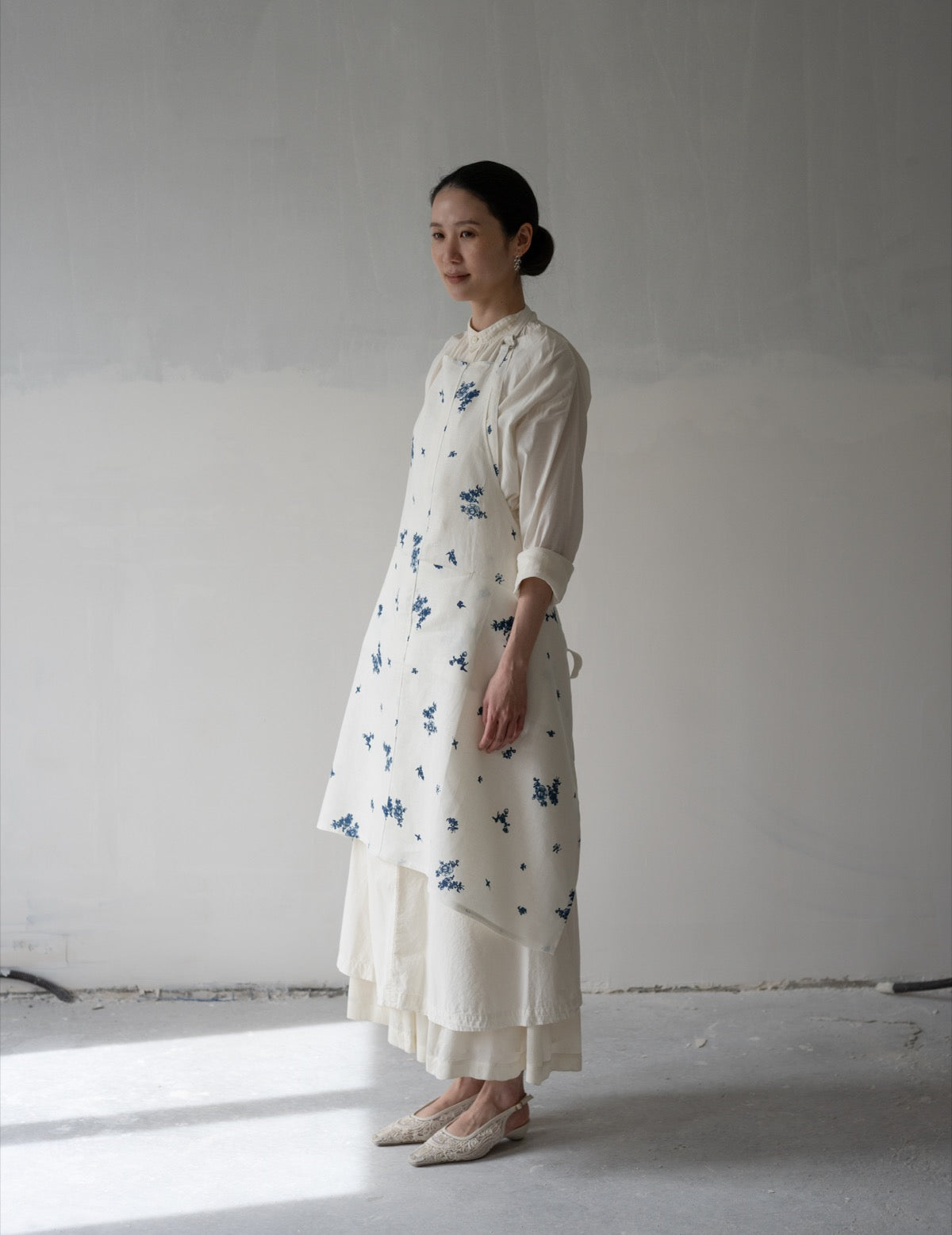 Quitan | Indigo Print Linen Apron・Indigo Print