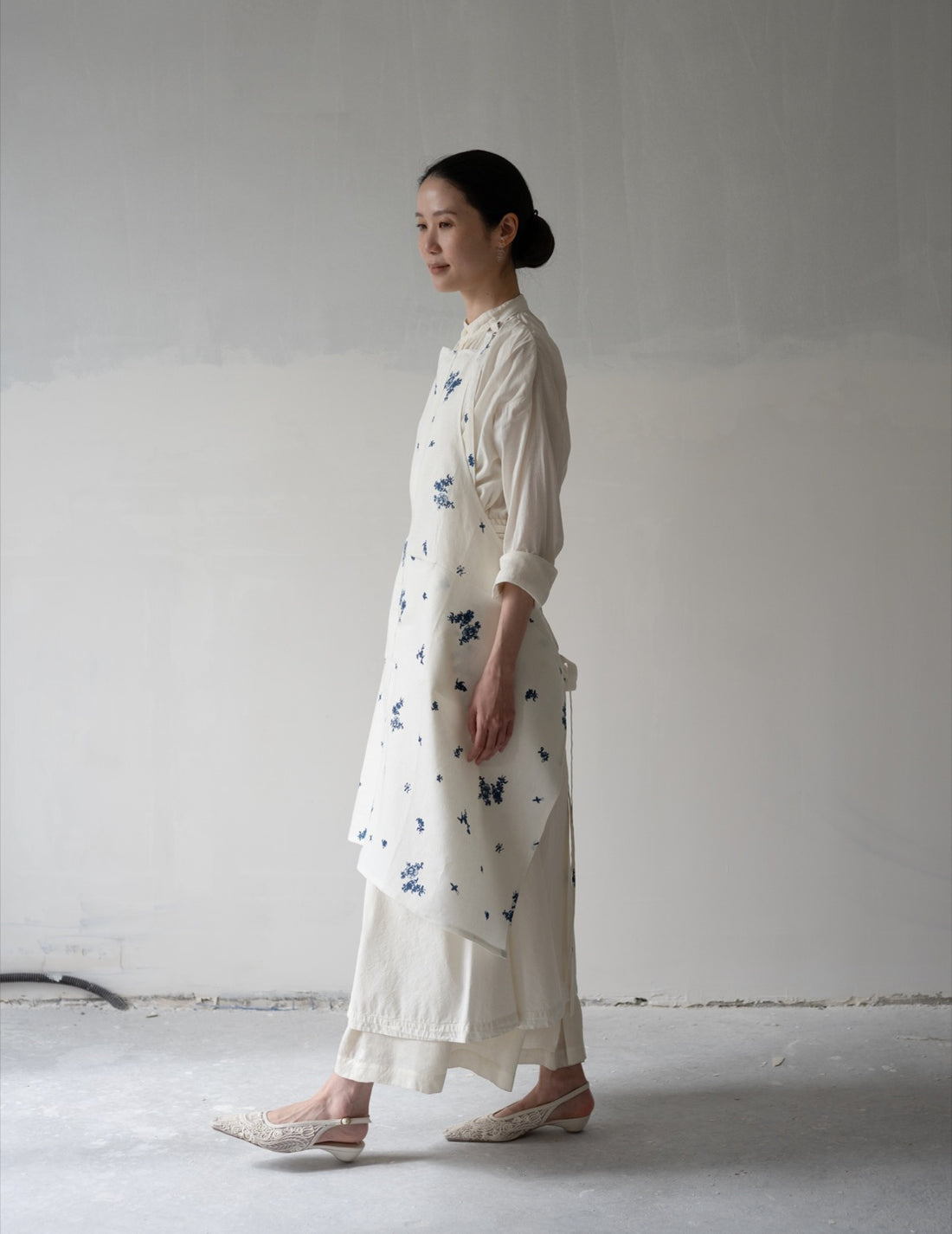 Quitan | Indigo Print Linen Apron・Indigo Print