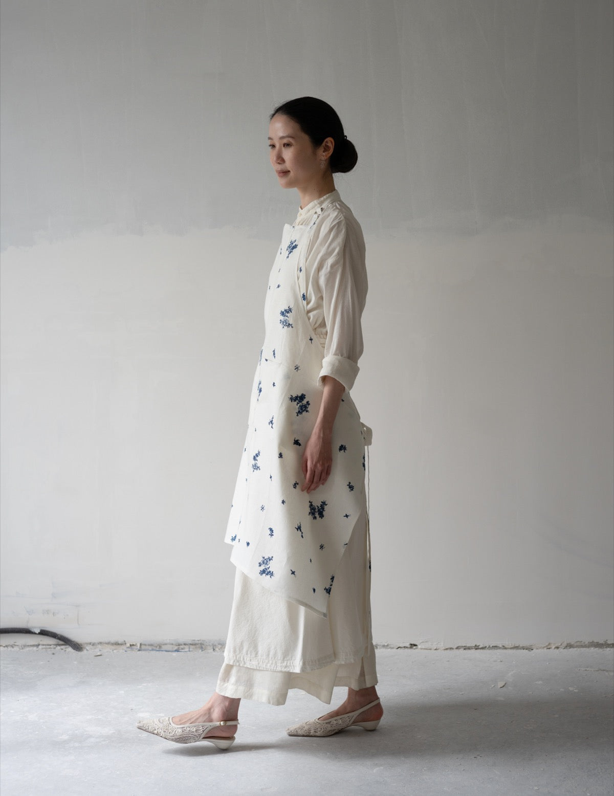 Quitan | Indigo Print Linen Apron・Indigo Print