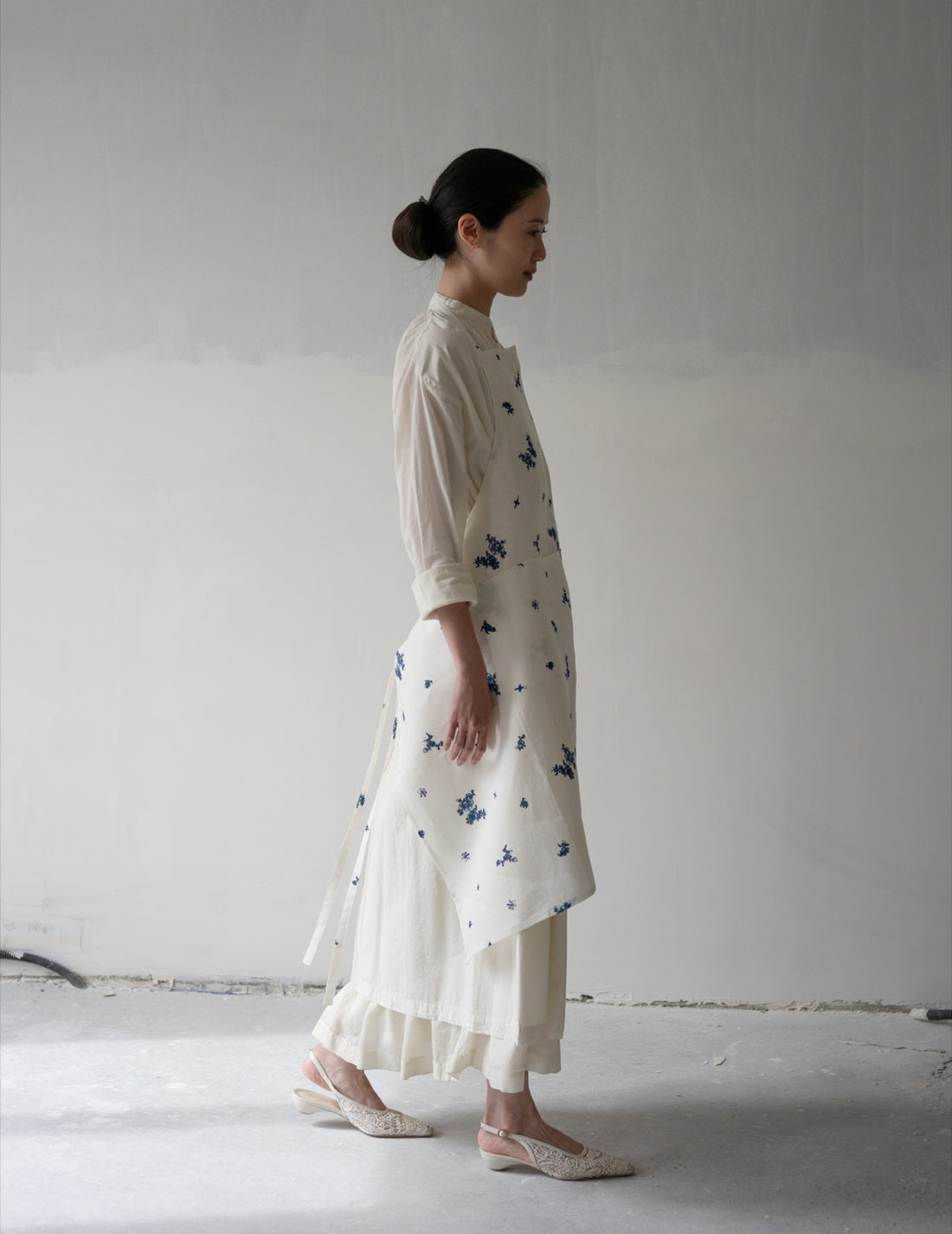 Quitan | Indigo Print Linen Apron・Indigo Print