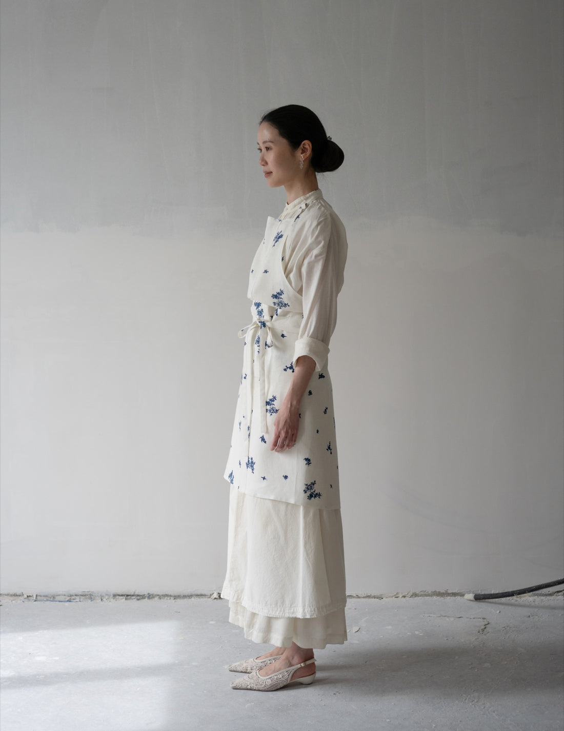Quitan | Indigo Print Linen Apron・Indigo Print