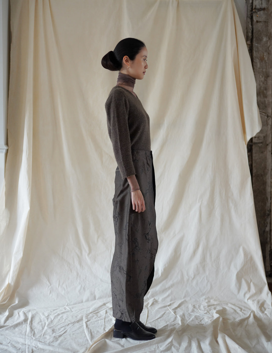 LA COLLECTION | NIKA TROUSERS - Khaki Jacquard Print