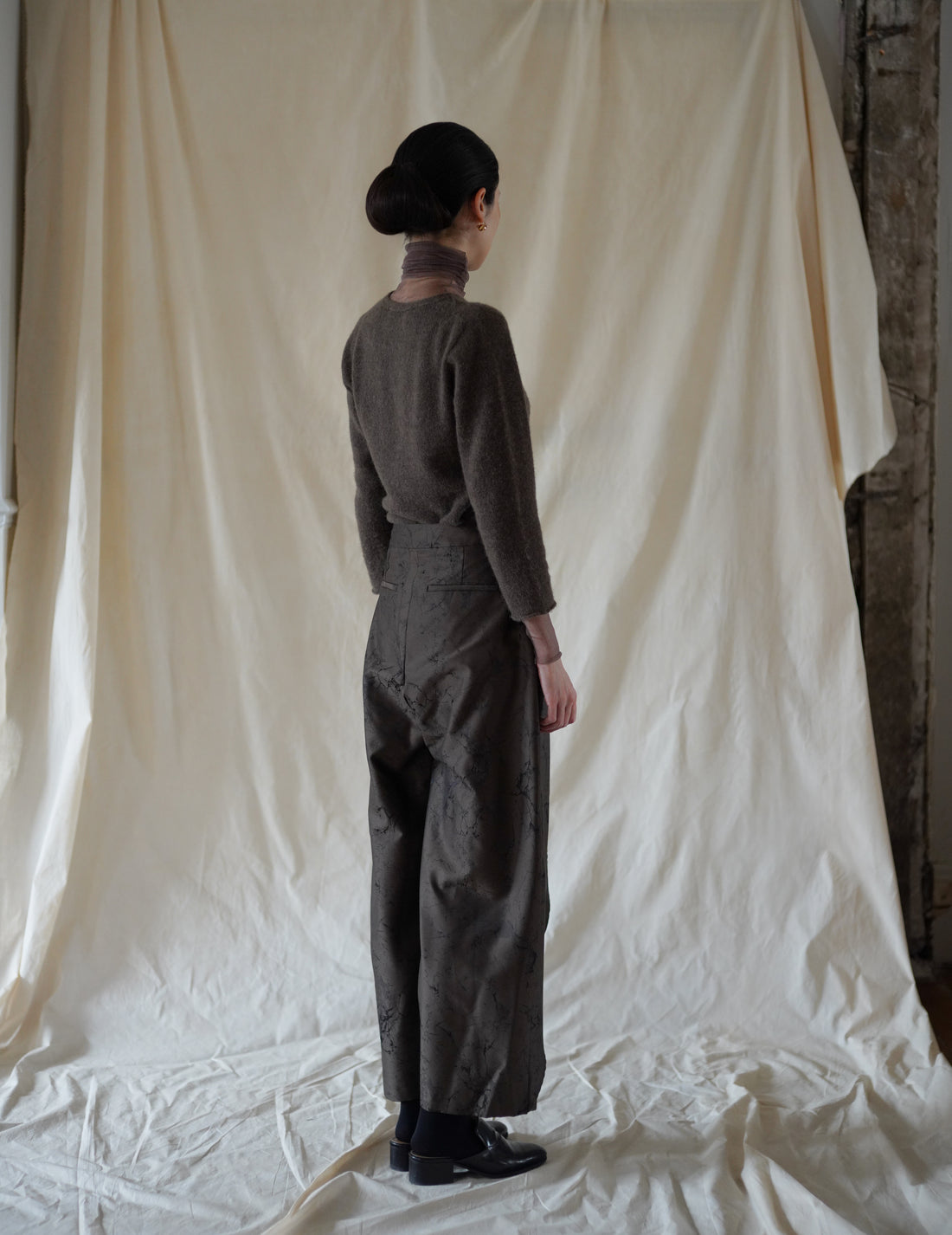 LA COLLECTION | NIKA TROUSERS - Khaki Jacquard Print