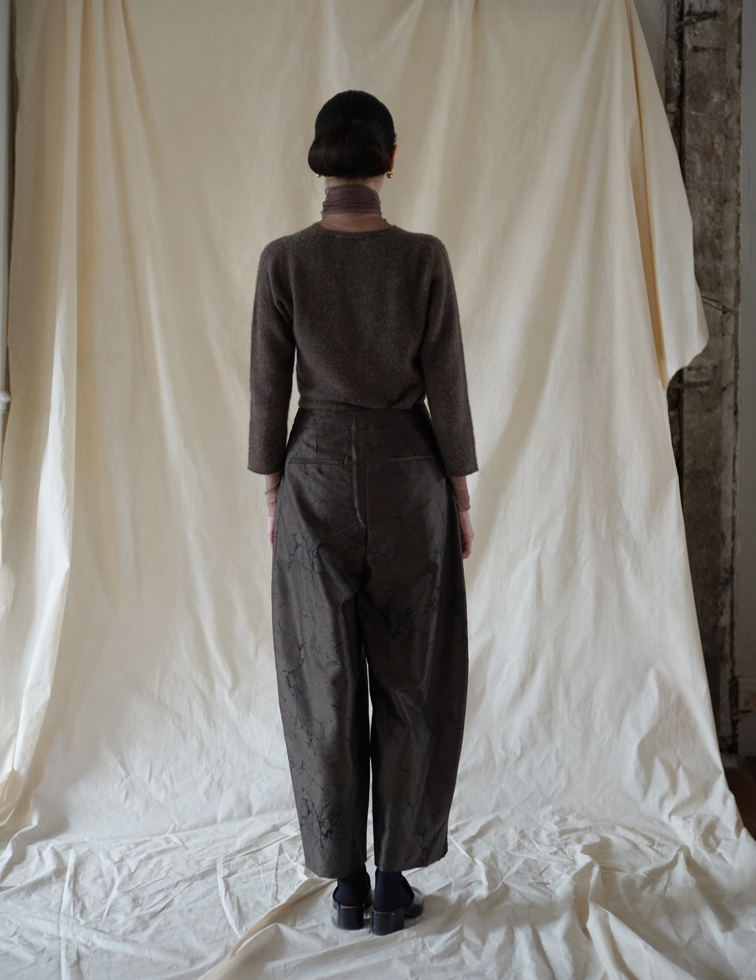 LA COLLECTION | NIKA TROUSERS - Khaki Jacquard Print