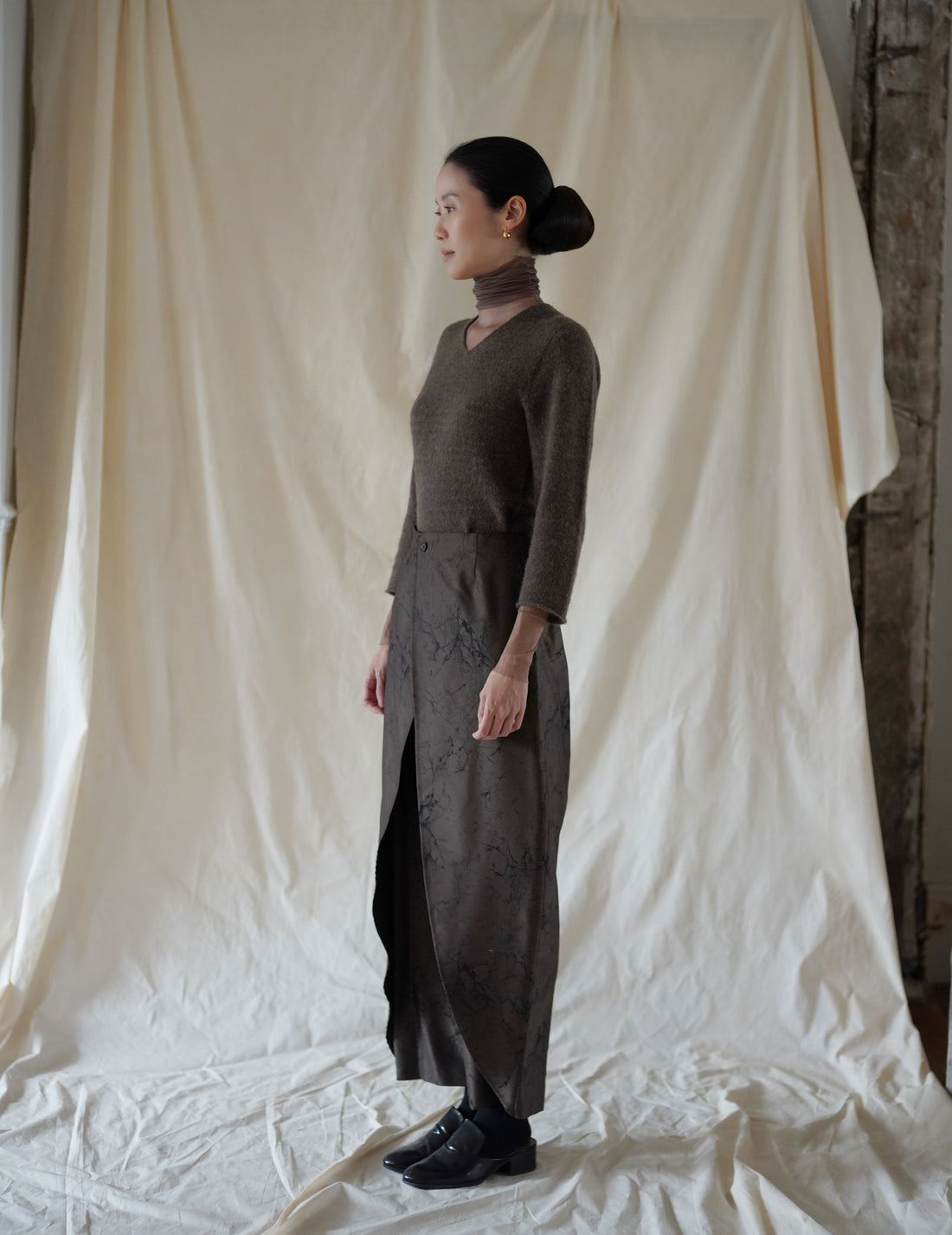 LA COLLECTION | NIKA TROUSERS - Khaki Jacquard Print