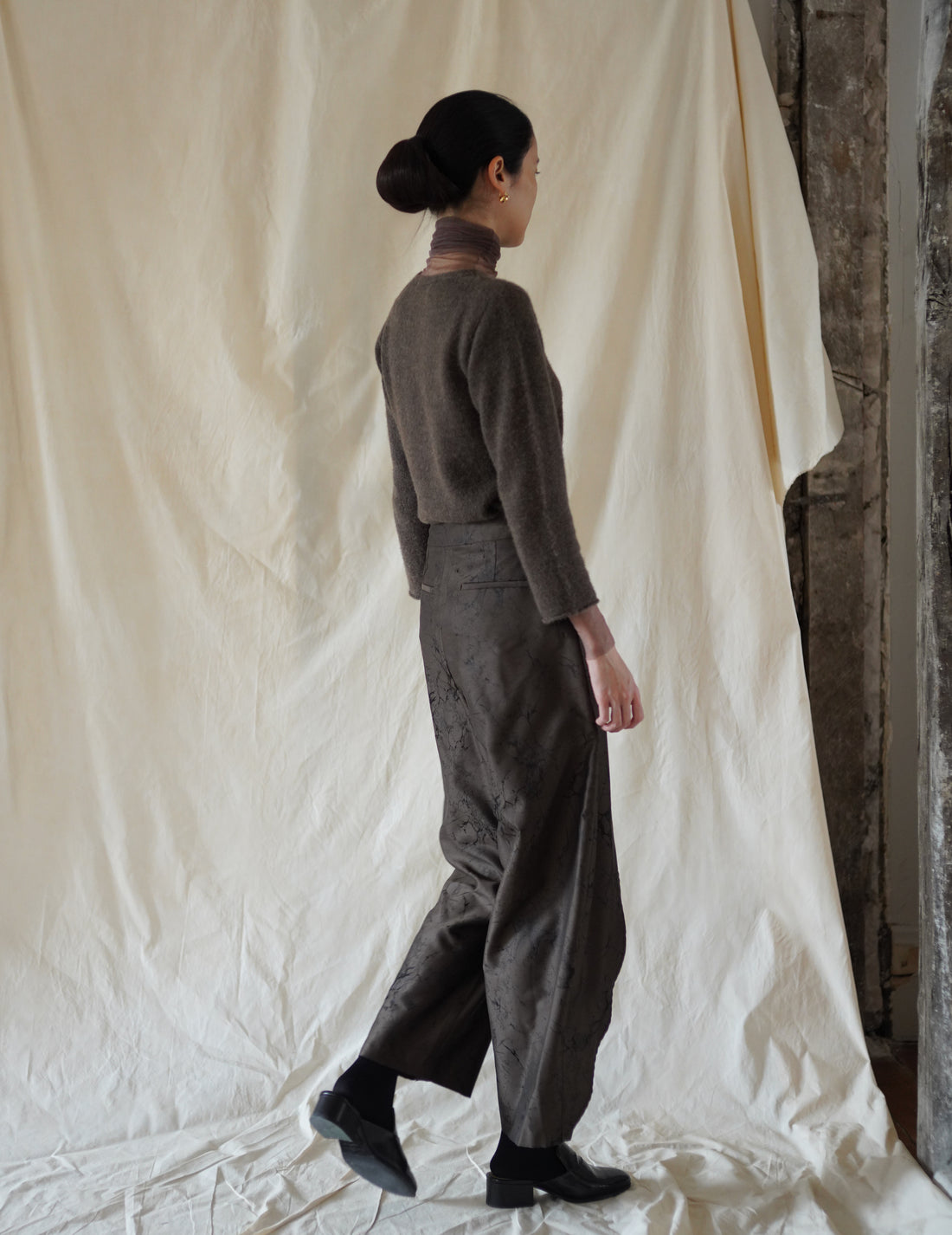 LA COLLECTION | NIKA TROUSERS - Khaki Jacquard Print