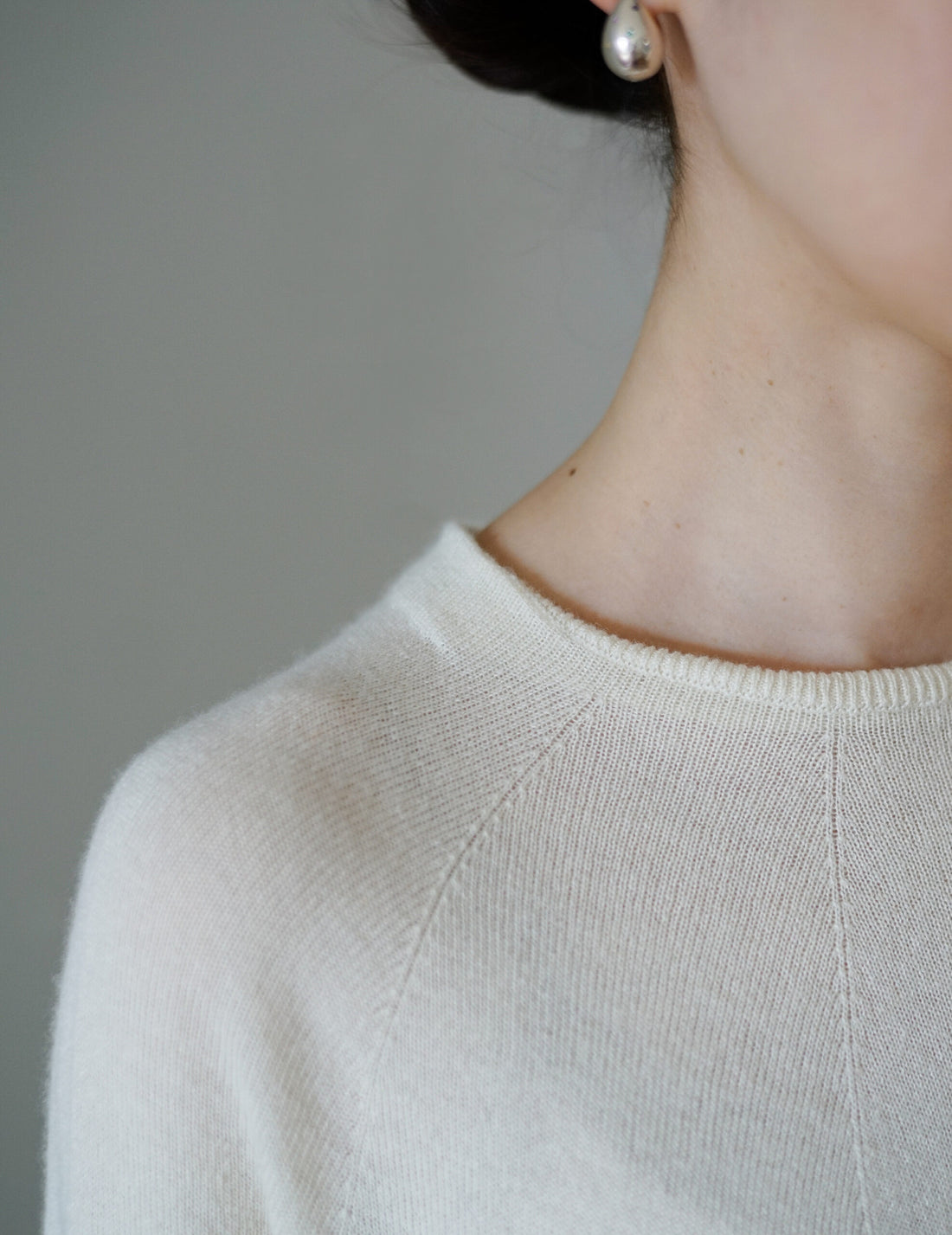 Robe longue en soie et cachemire ・ Blanc