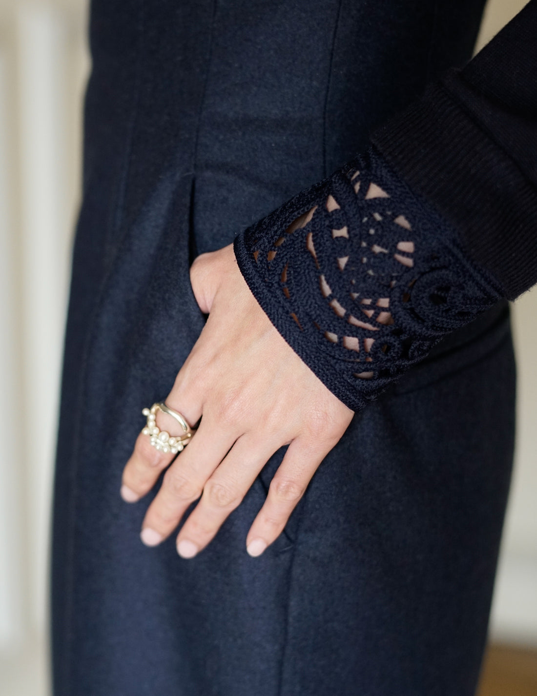 MAME KUROGOUCHI | Wool Flannel I-Line Skirt．Navy