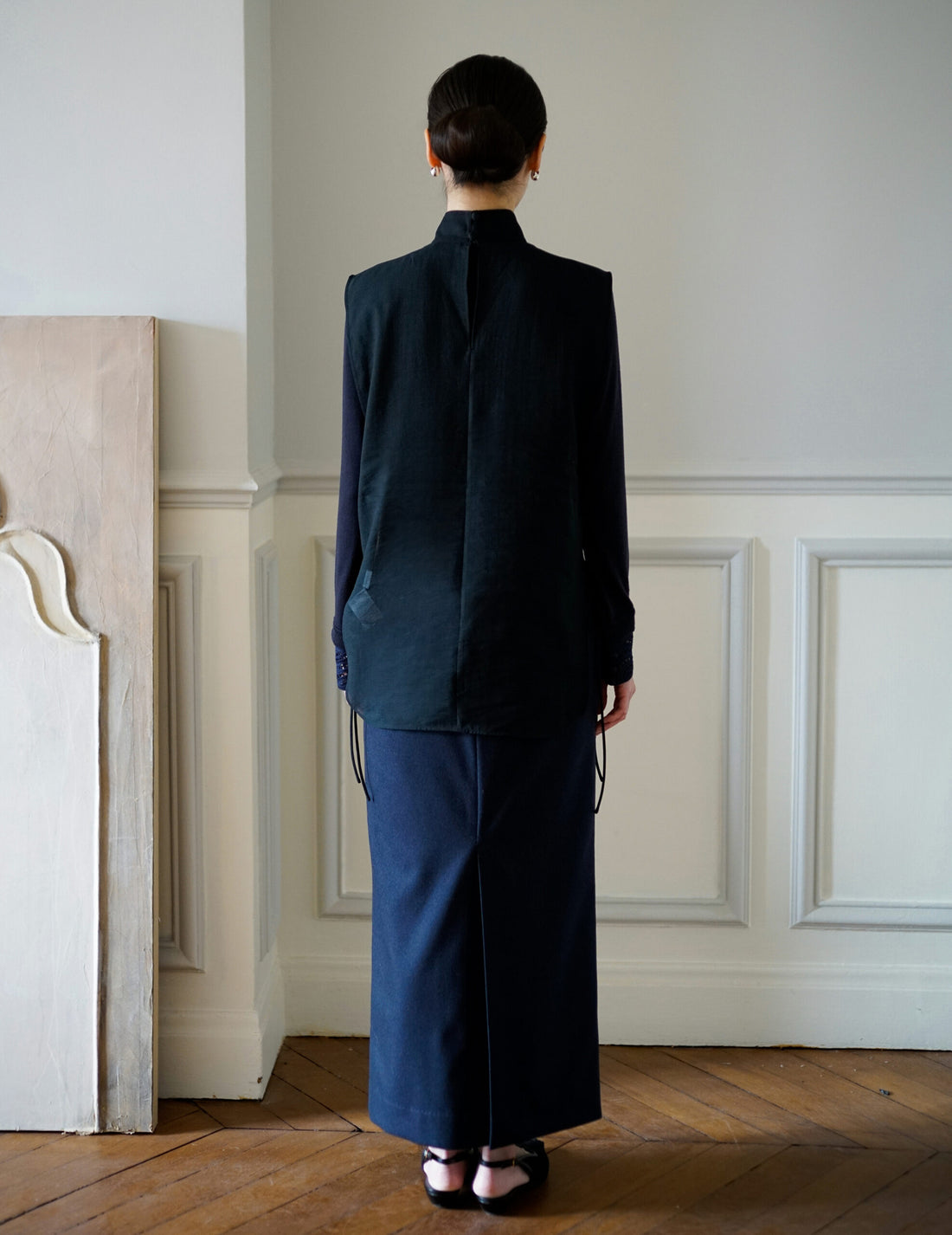 Gilet brodé transparent・Noir 