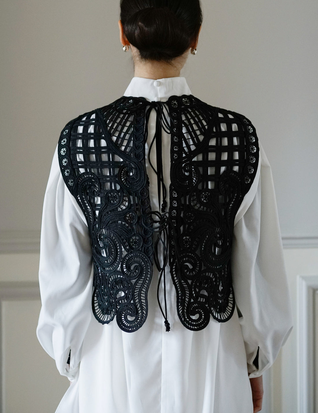 Gilet brodé en cordon・Noir 