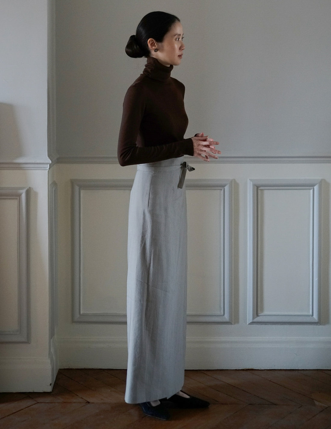 Haut à col roulé en laine vierge Genie・Caoba 