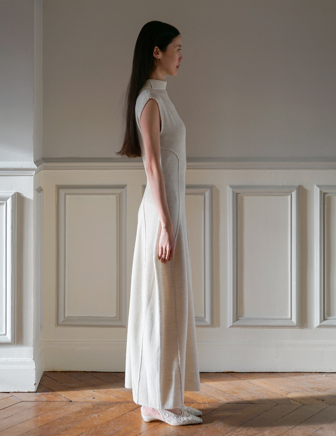 Mark Kenly Domino Tan | Karlina Knit Dress・Ivory