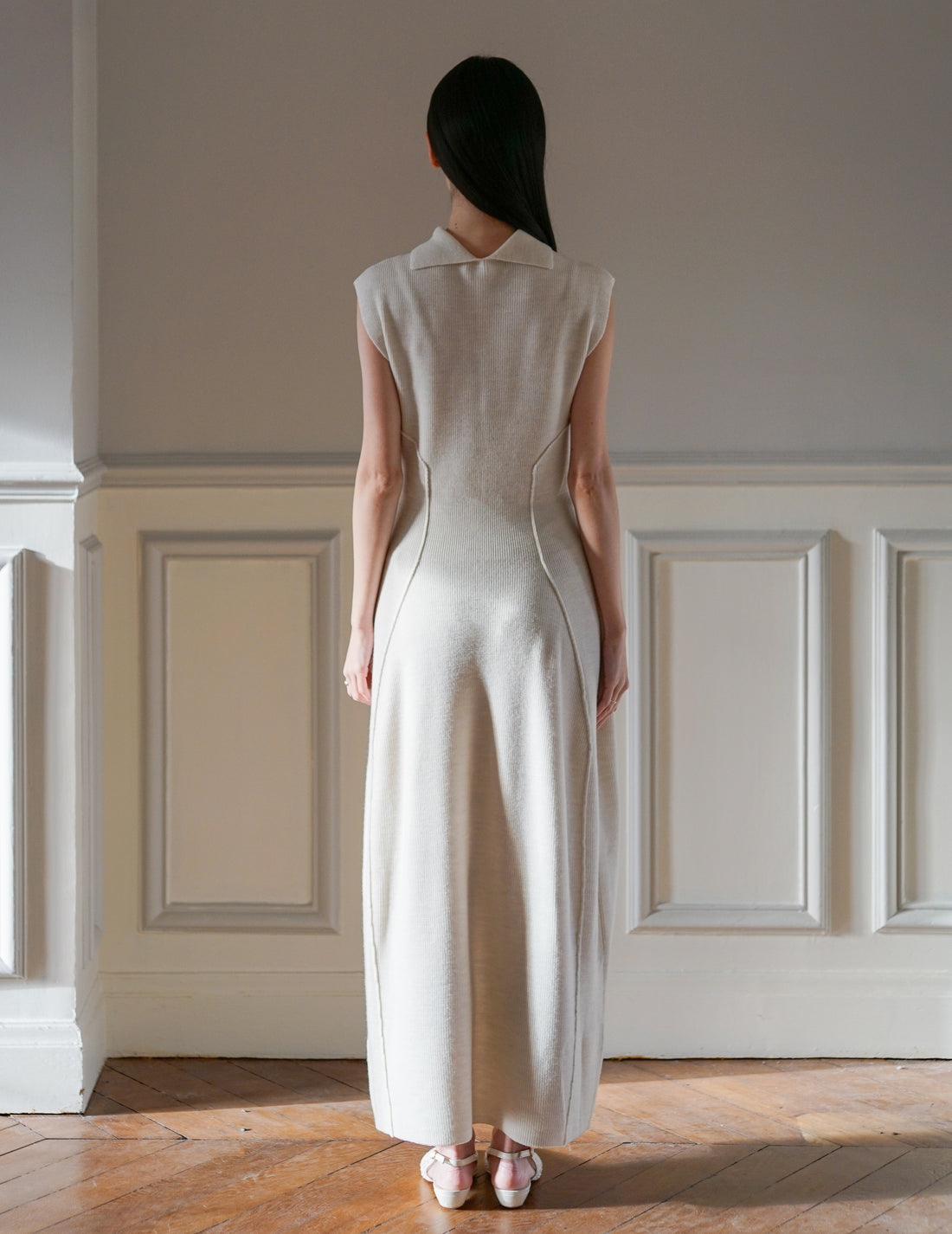 Mark Kenly Domino Tan | Karlina Knit Dress・Ivory