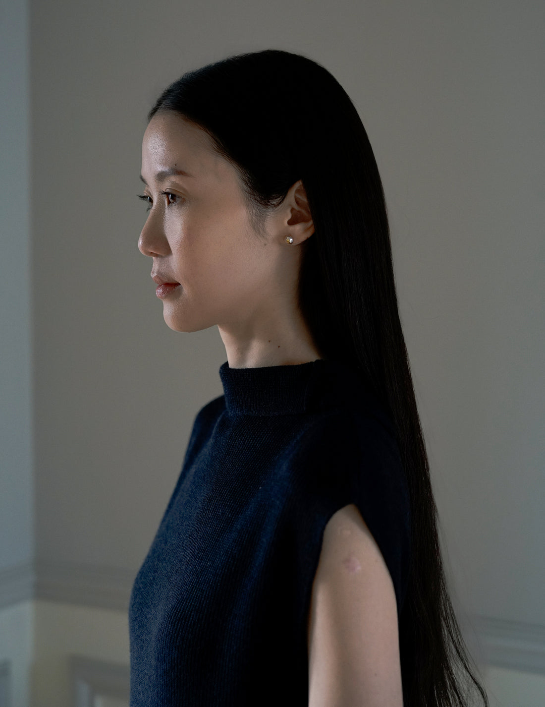 Mark Kenly Domino Tan | Karlina Knit Dress・Navy