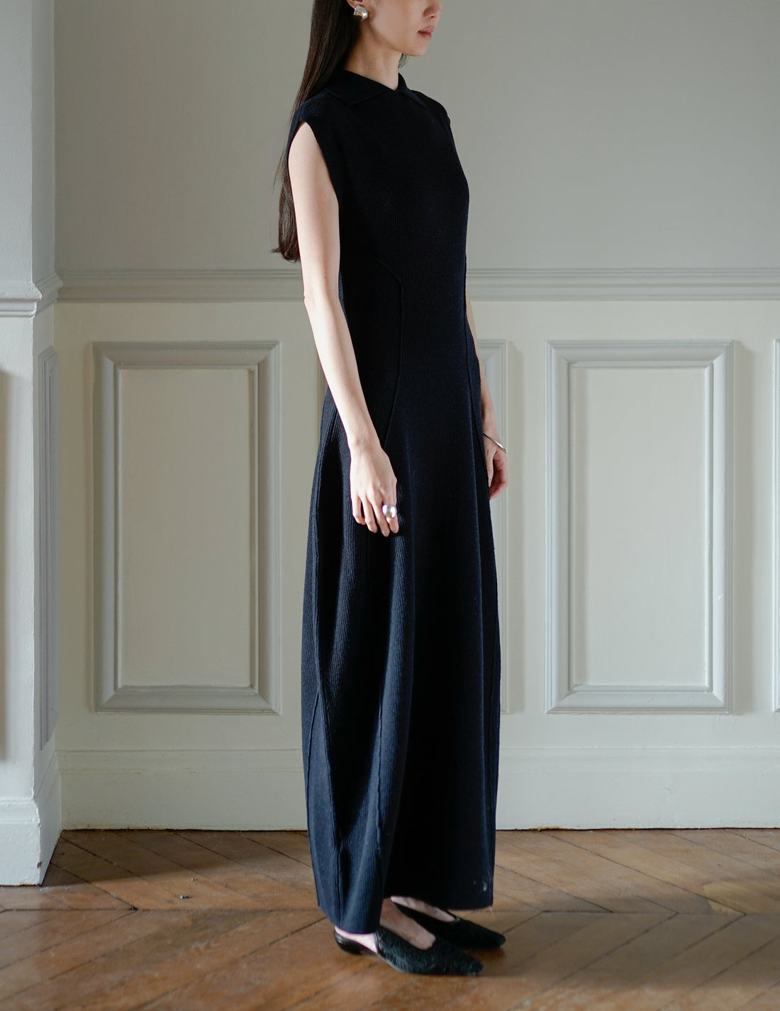 Mark Kenly Domino Tan | Karlina Knit Dress・Navy