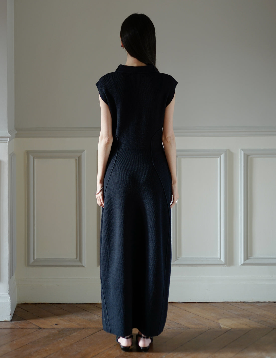 Mark Kenly Domino Tan | Karlina Knit Dress・Navy