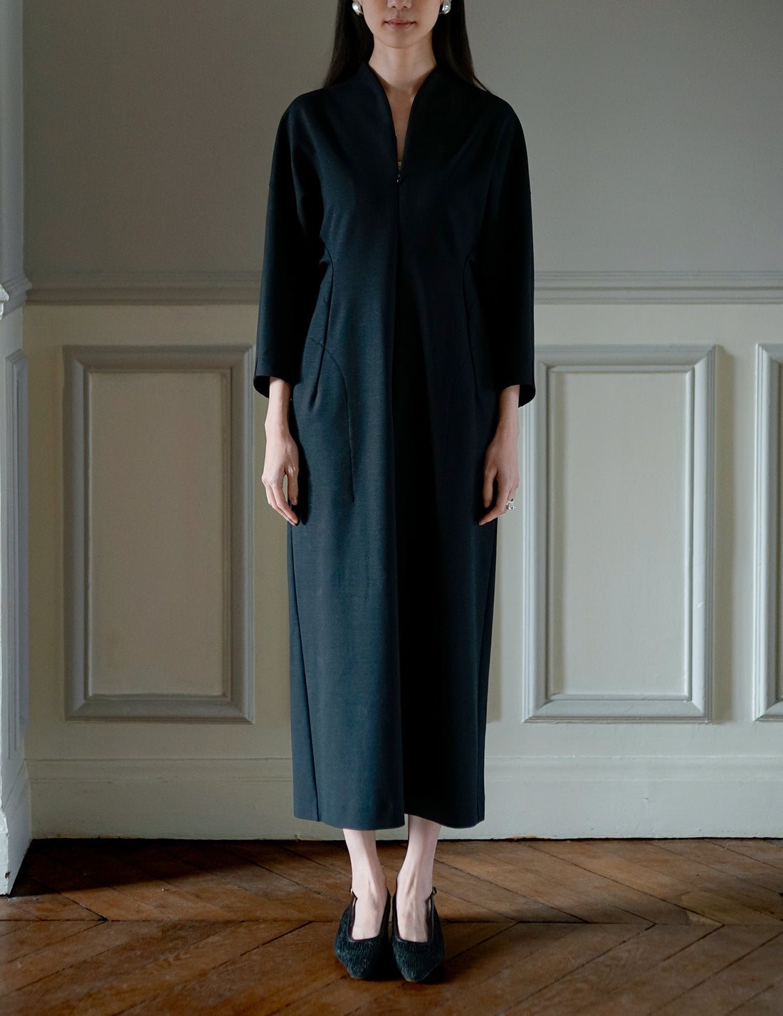 MAME KUROGOUCHI | Double Jersey I-Line Dress・Black