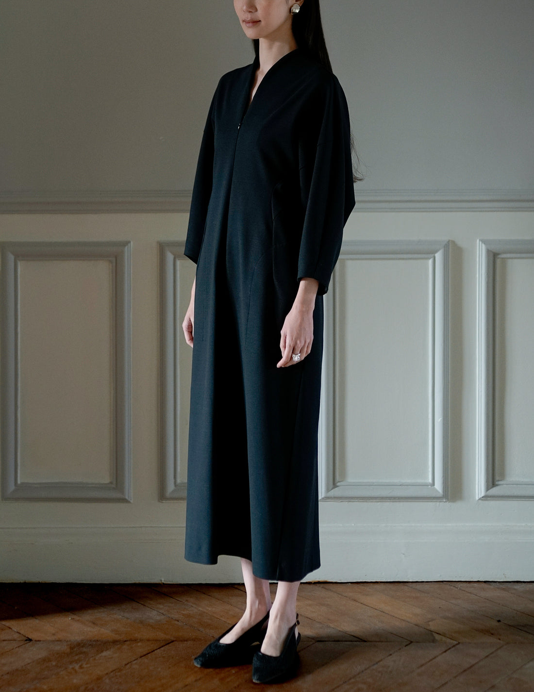 MAME KUROGOUCHI | Double Jersey I-Line Dress・Black