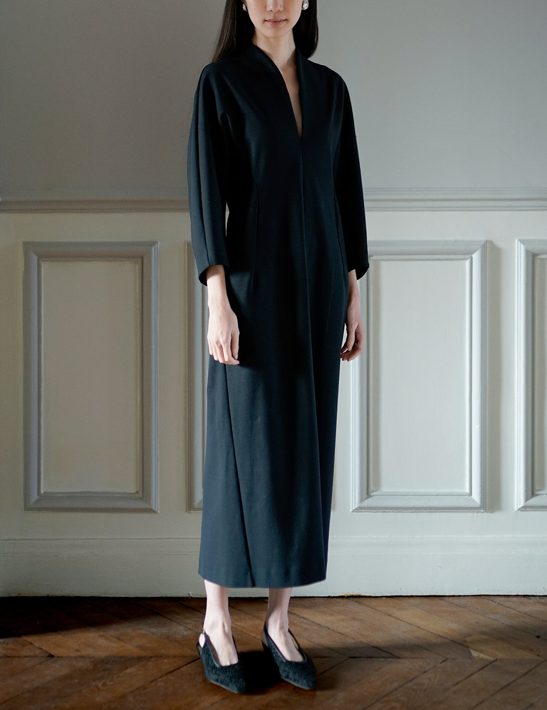 MAME KUROGOUCHI | Double Jersey I-Line Dress・Black