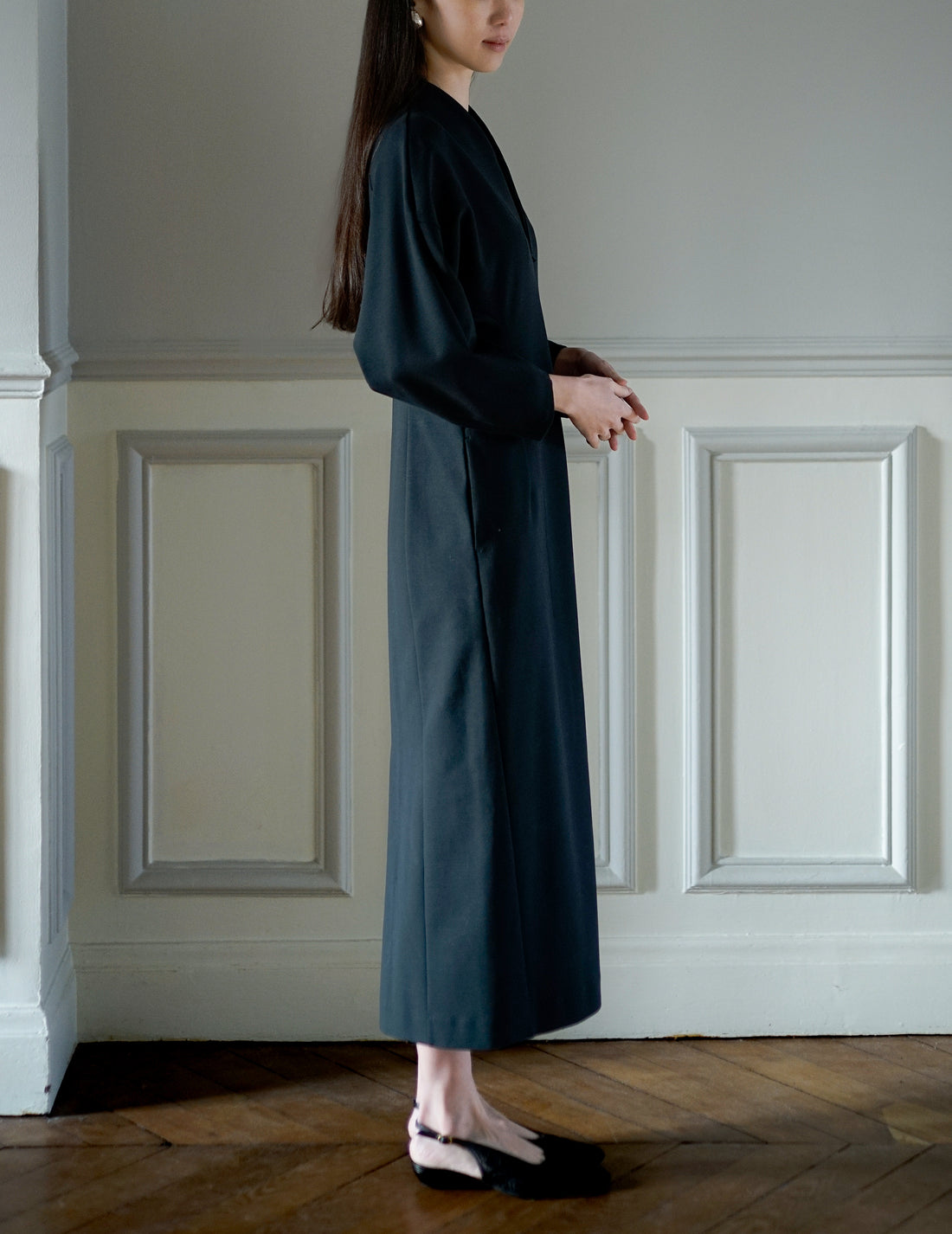 MAME KUROGOUCHI | Double Jersey I-Line Dress・Black